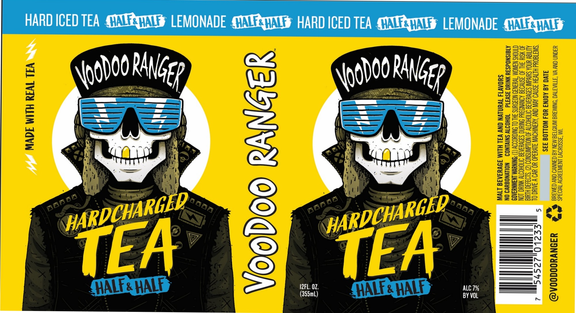Voodoo Ranger Hardcharged Tea Half & Half by New Belgium Brewing - beer label