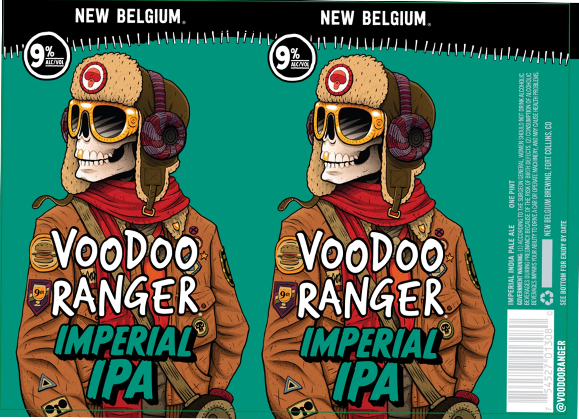 Voodoo Ranger Imperial IPA by New Belgium - beer label