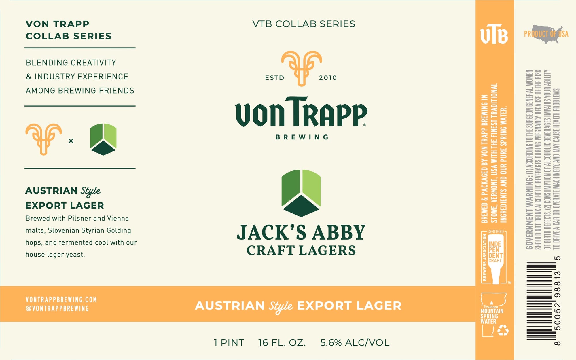 Jack’s Abby Craft Lagers by Von Trap Brewing - beer label