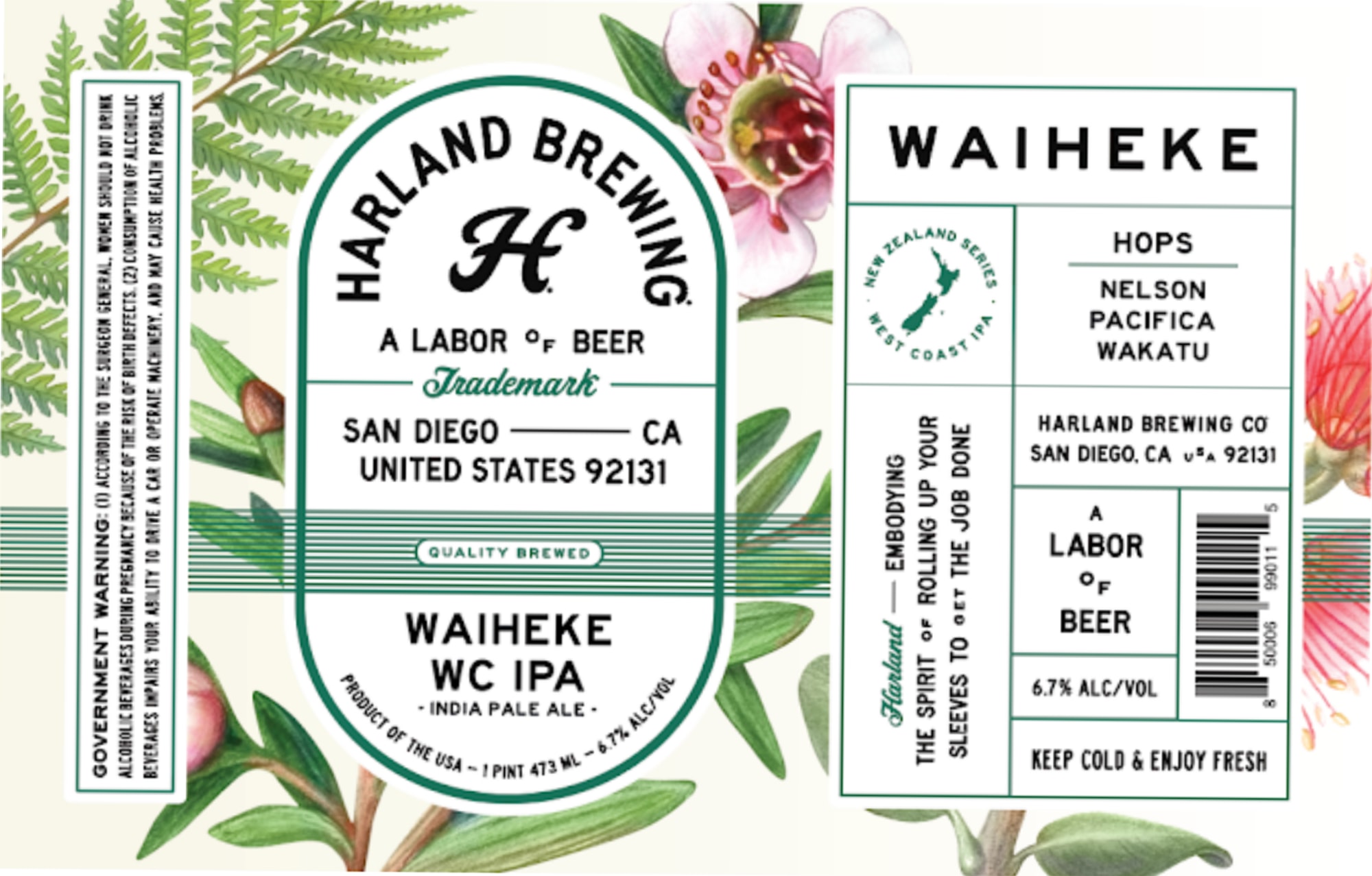 Waiheke WC IPA by Harland Brewing - beer label