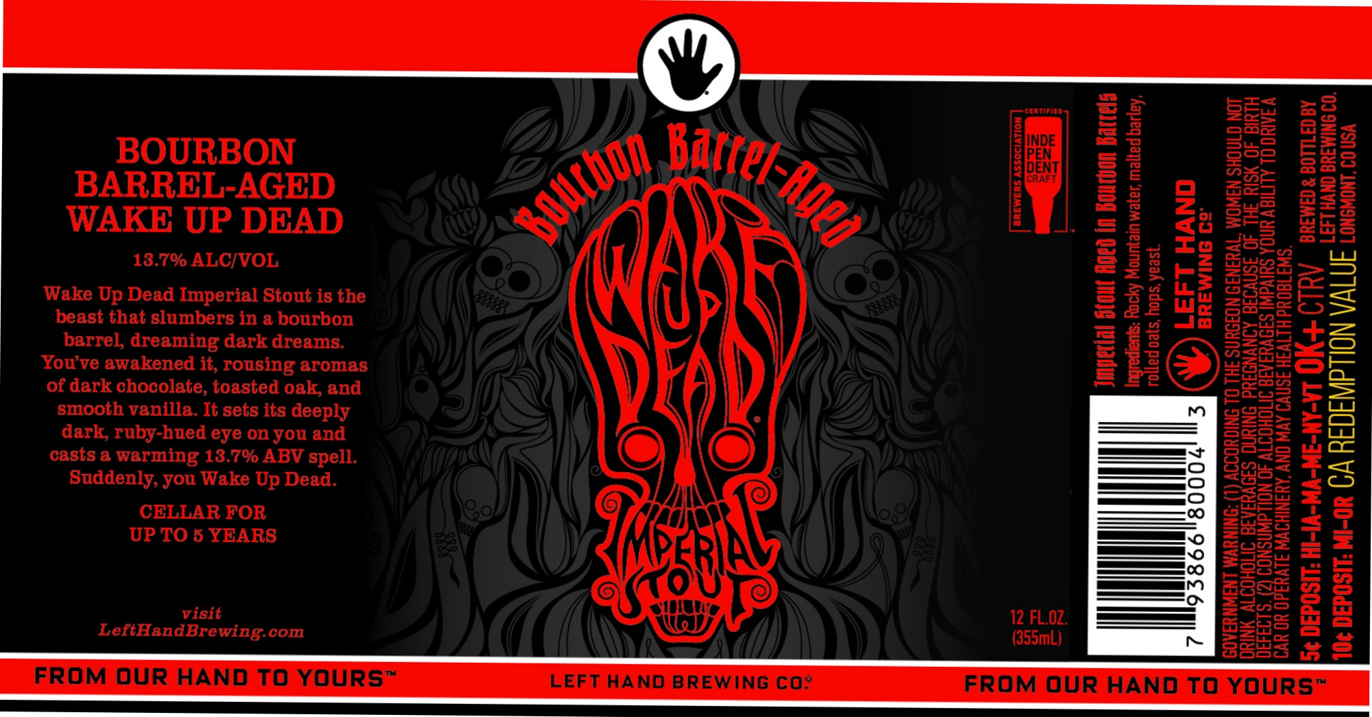 Wake Up Dead Imperial Stout by Left Hand Brewing Co. - beer label