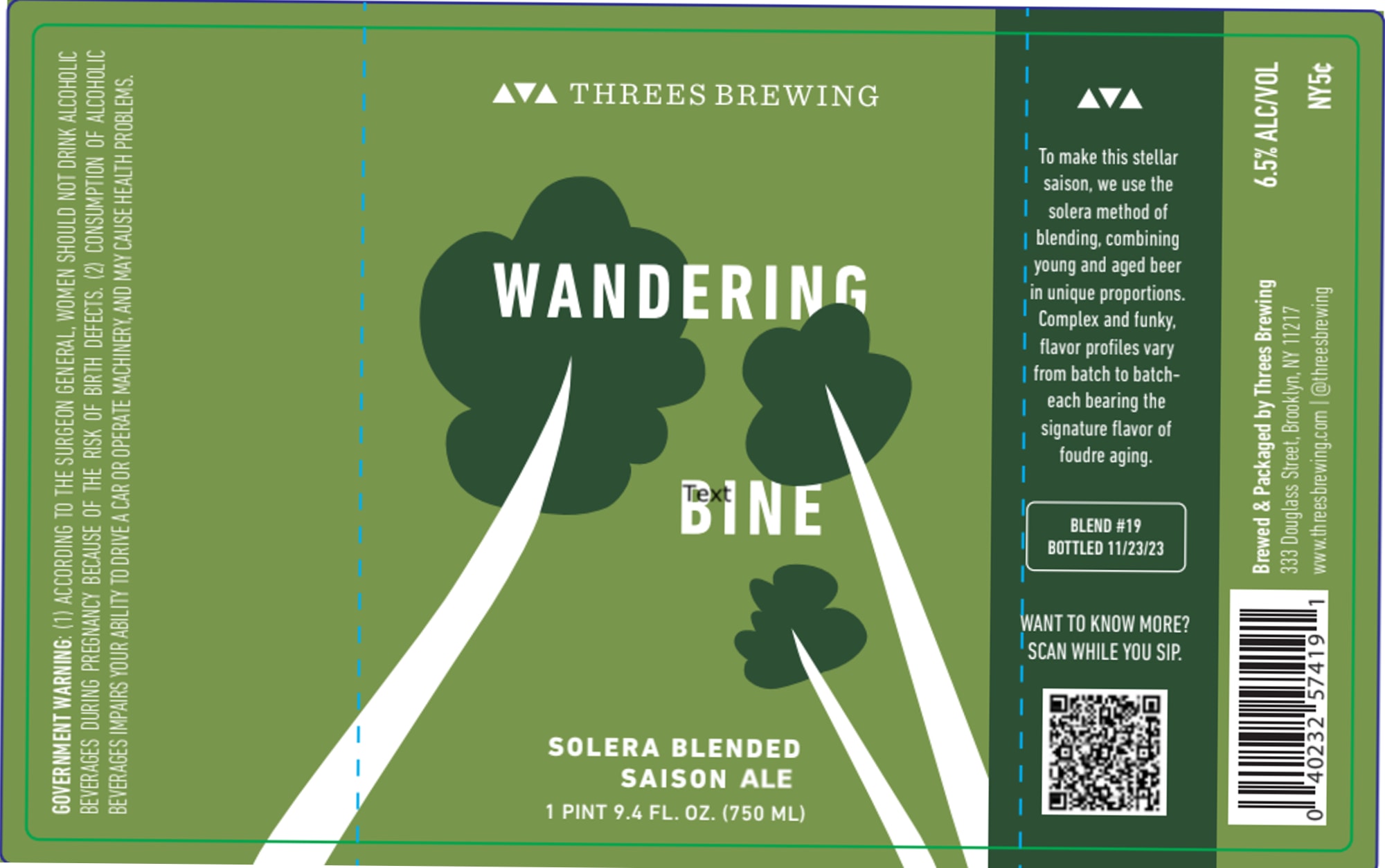 Wandering Bine by Three Brewing - beer label