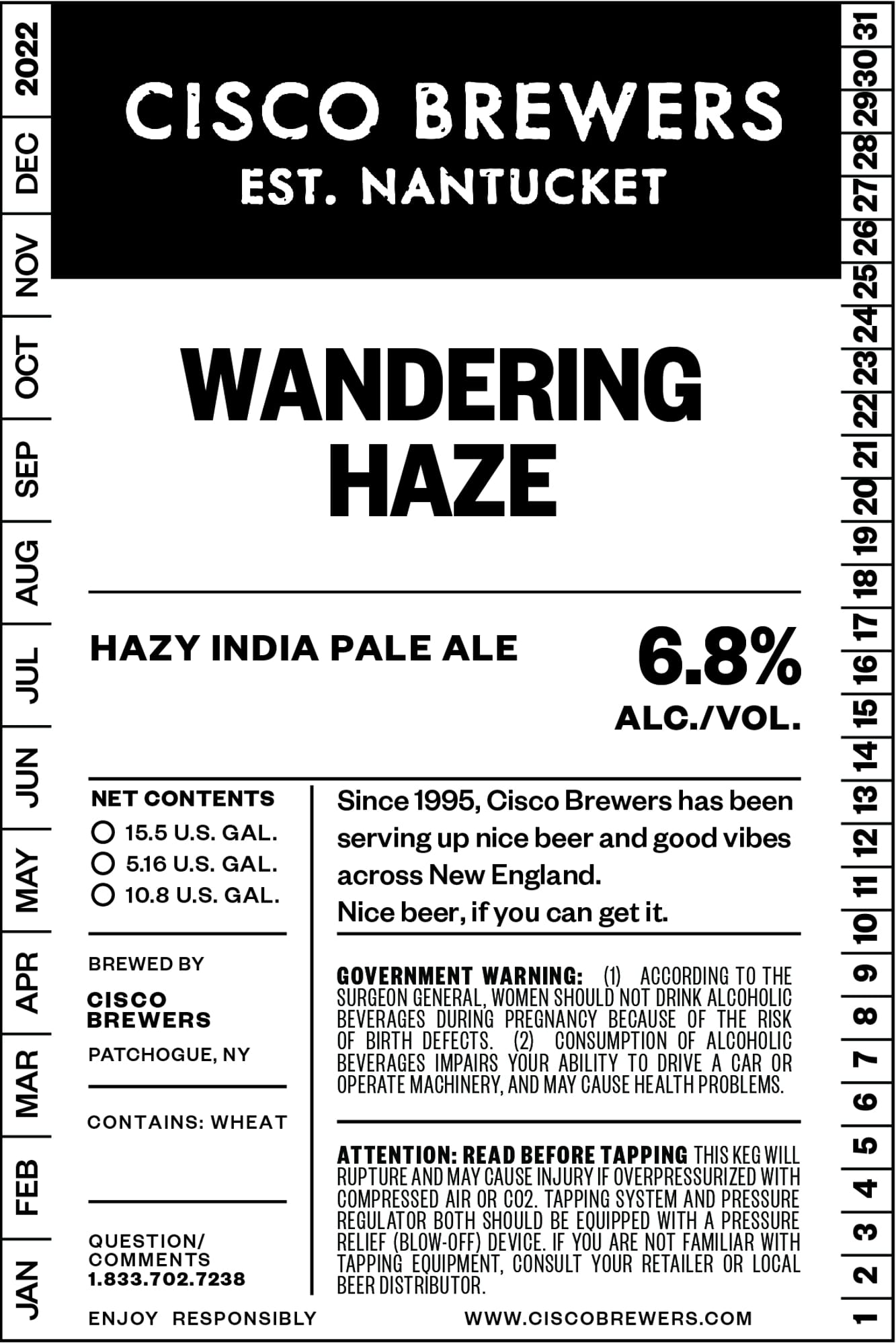 Wandering Haze by Cisco Brewers - beer label