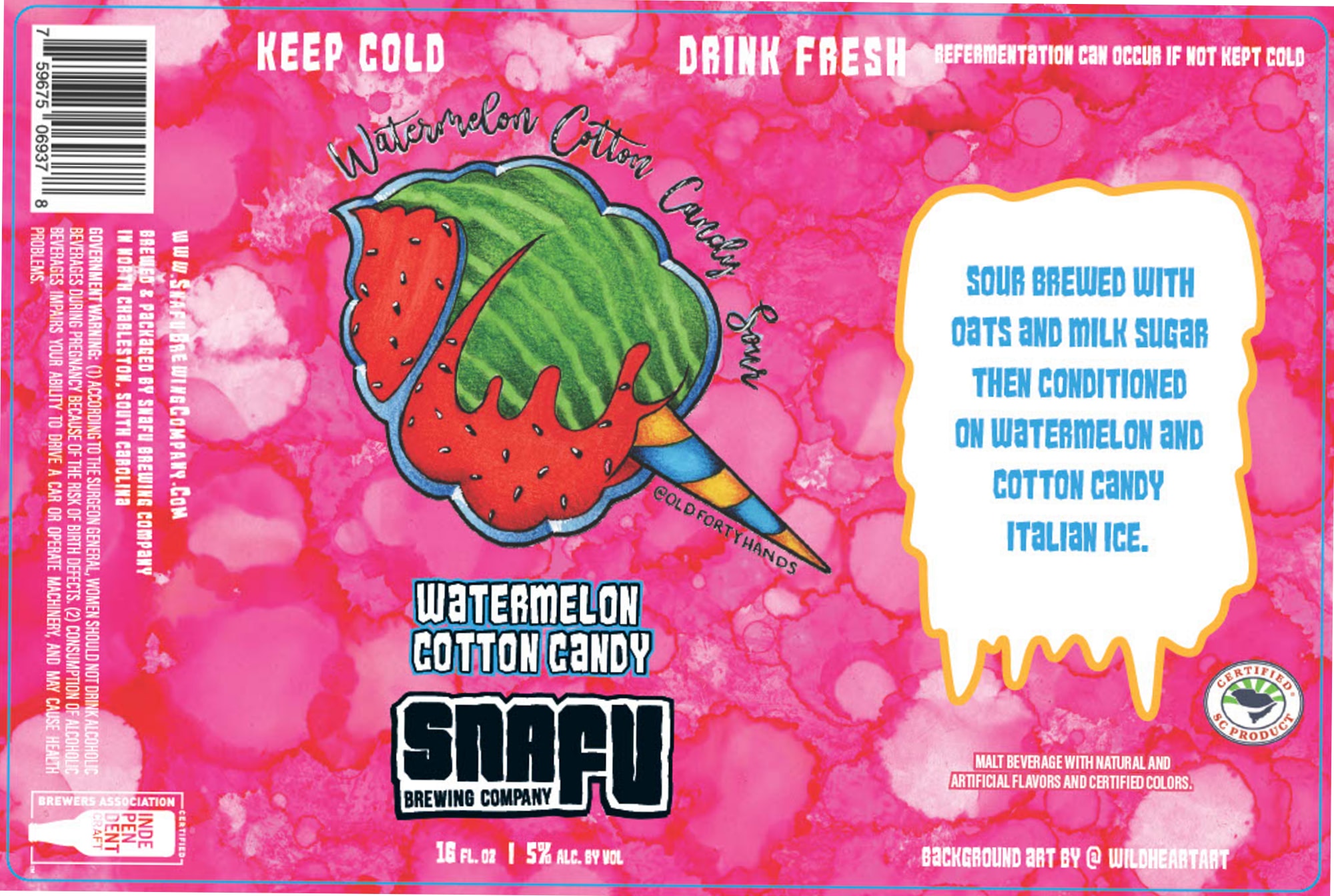 Watermelon Cotton Candy Snafi by Snuffy Brewing Company - beer label