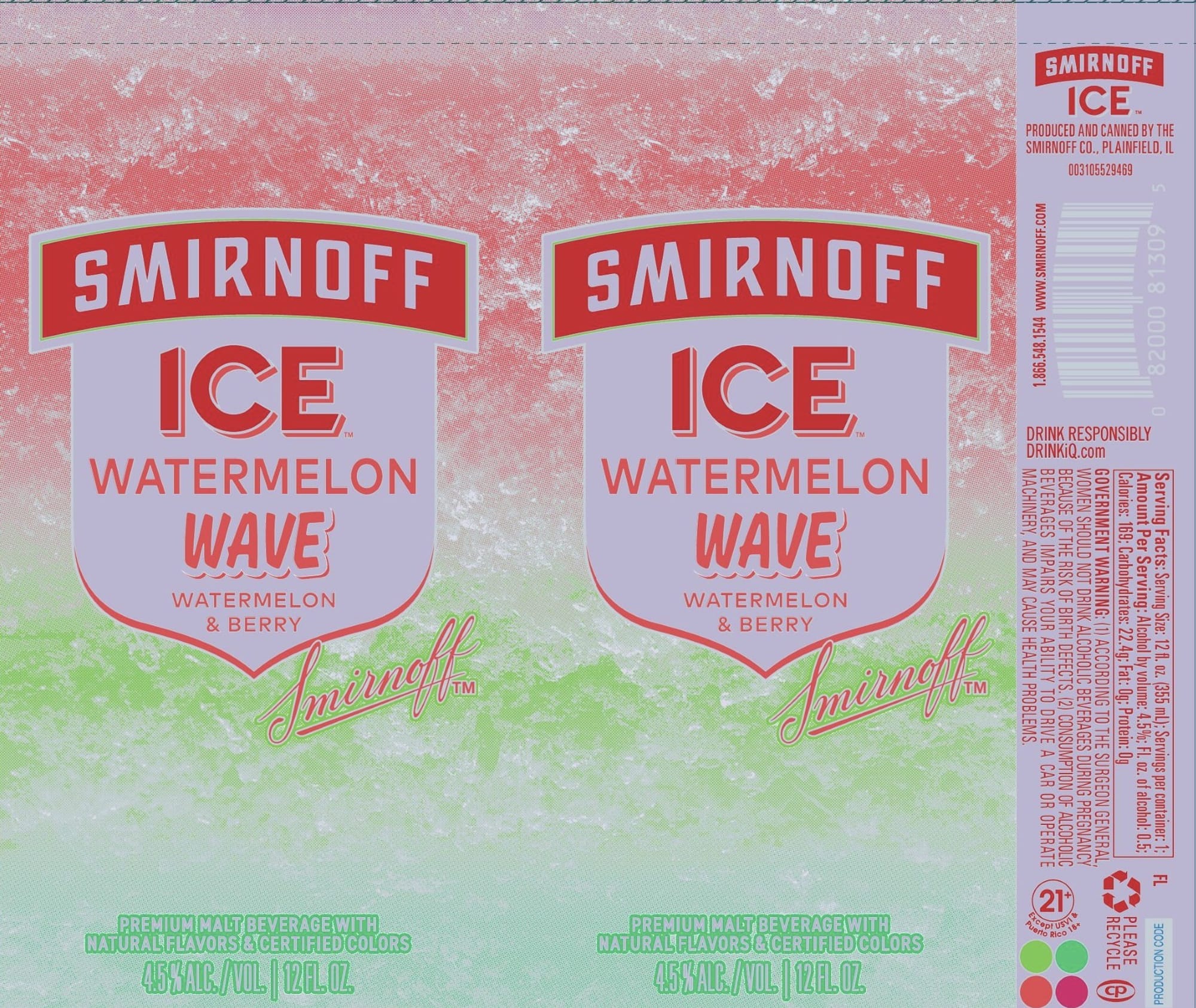 WATERMELON WAVE by SMIRNOFF ICE - beer label