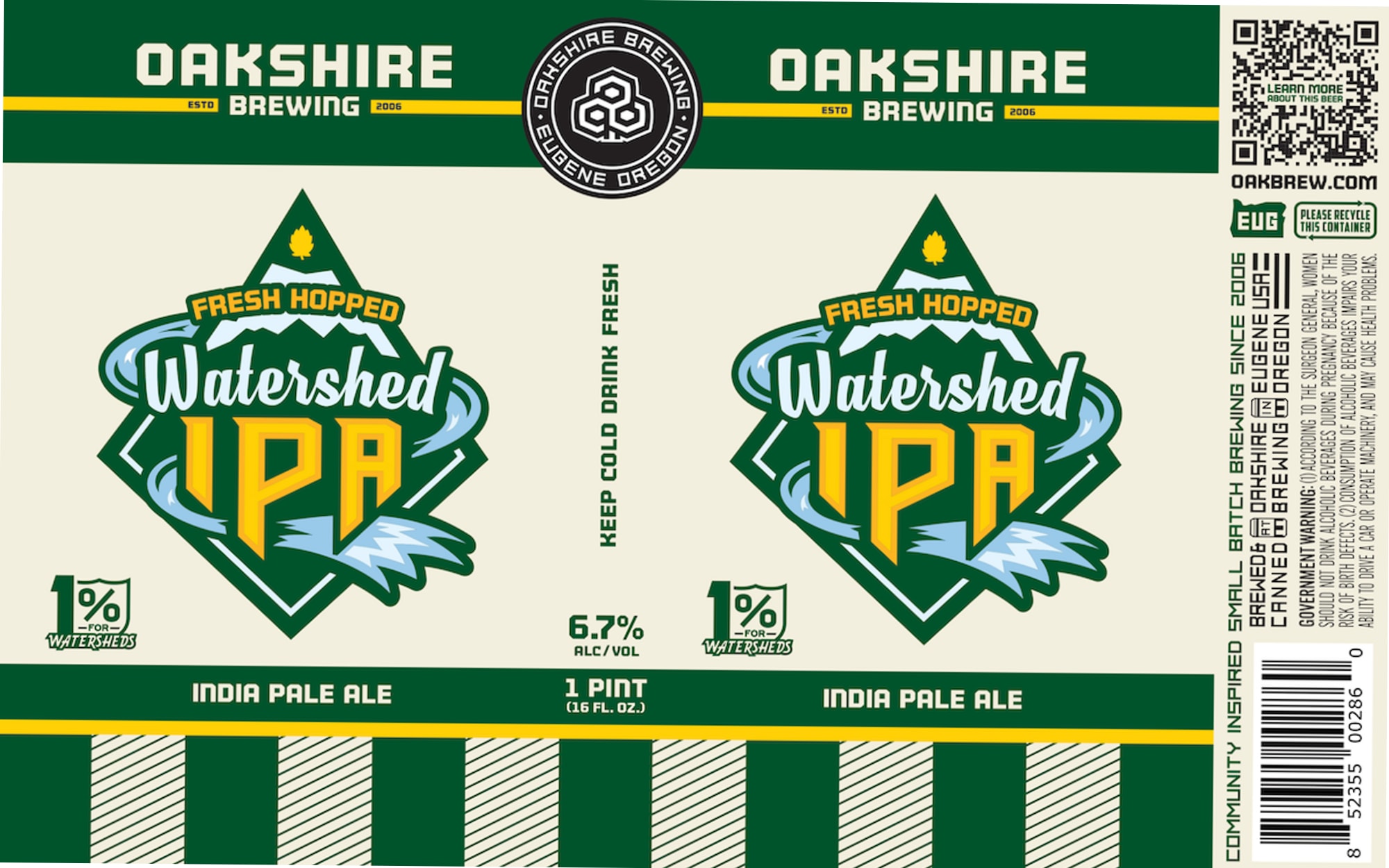 Watershed IPA by Oakshire Brewing - beer label