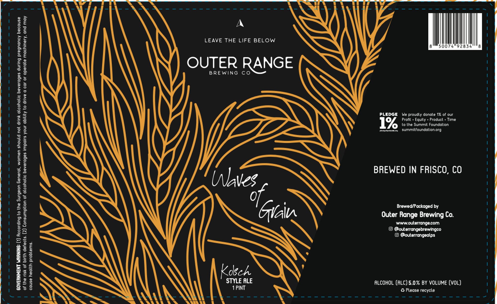 Waves of Grain by Outer Range Brewing Co. - beer label