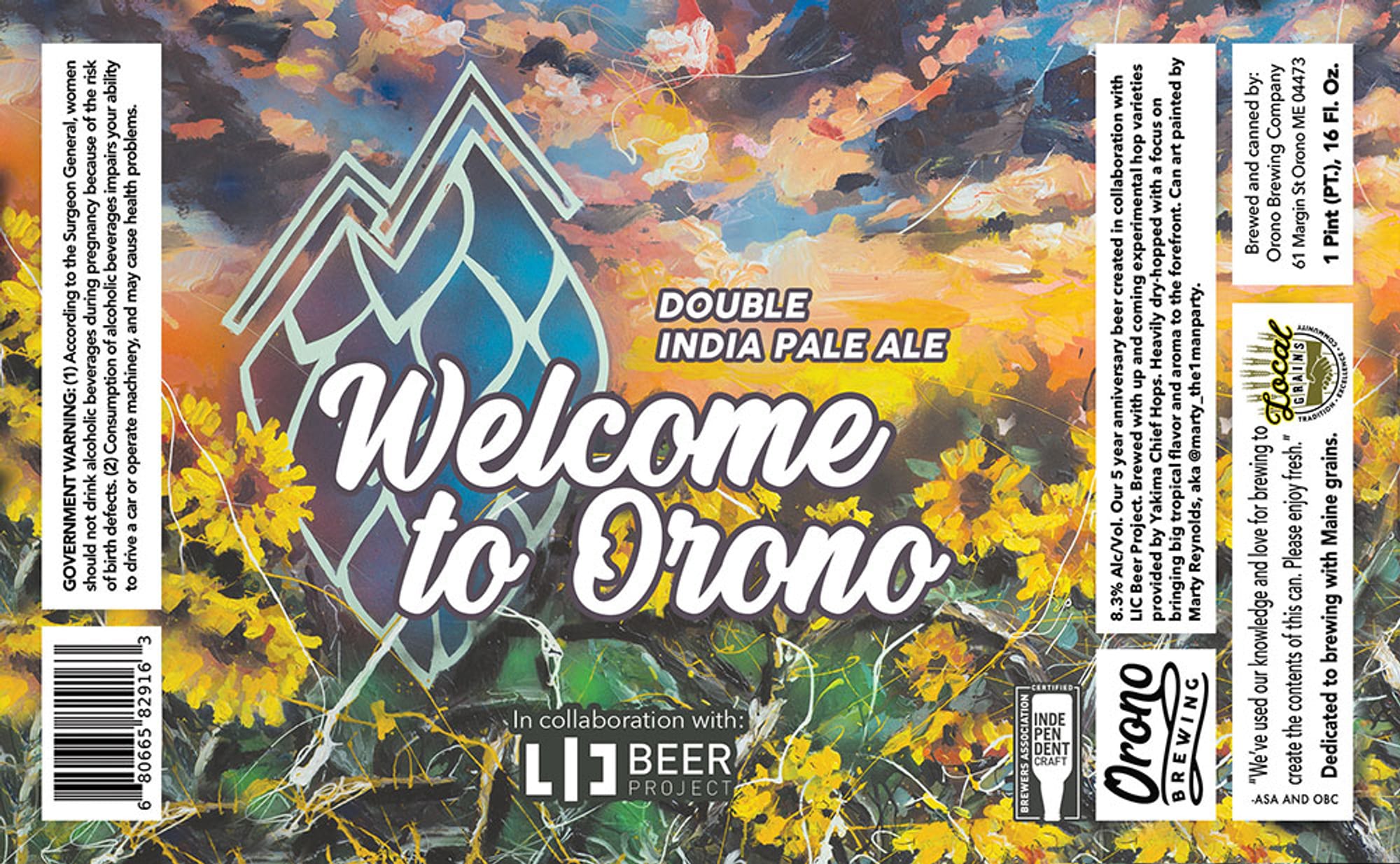 Welcome to Orono by Orono Brewing Company - beer label