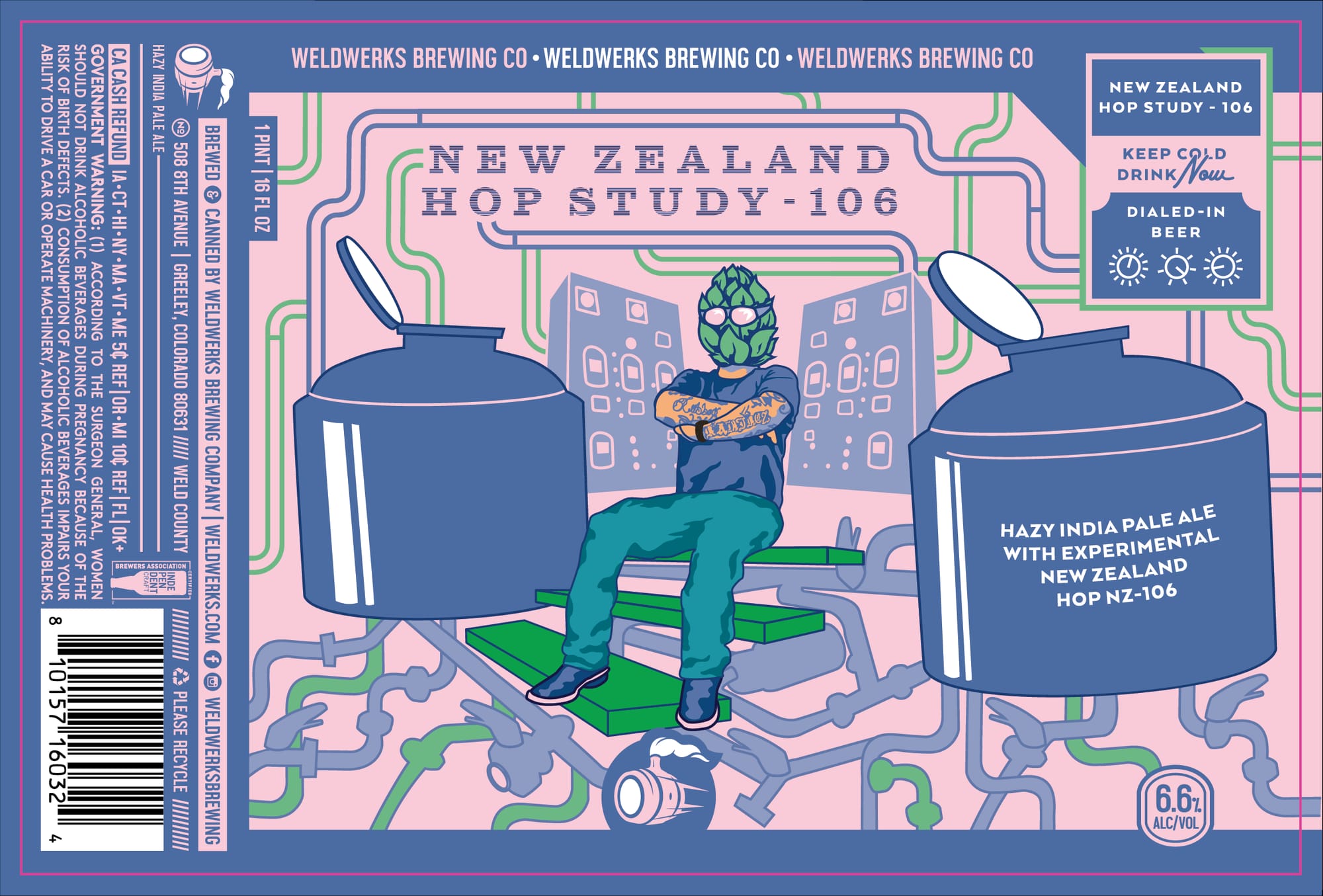New Zealand Hop Study-106 by WeldWerks Brewing Co. - beer label