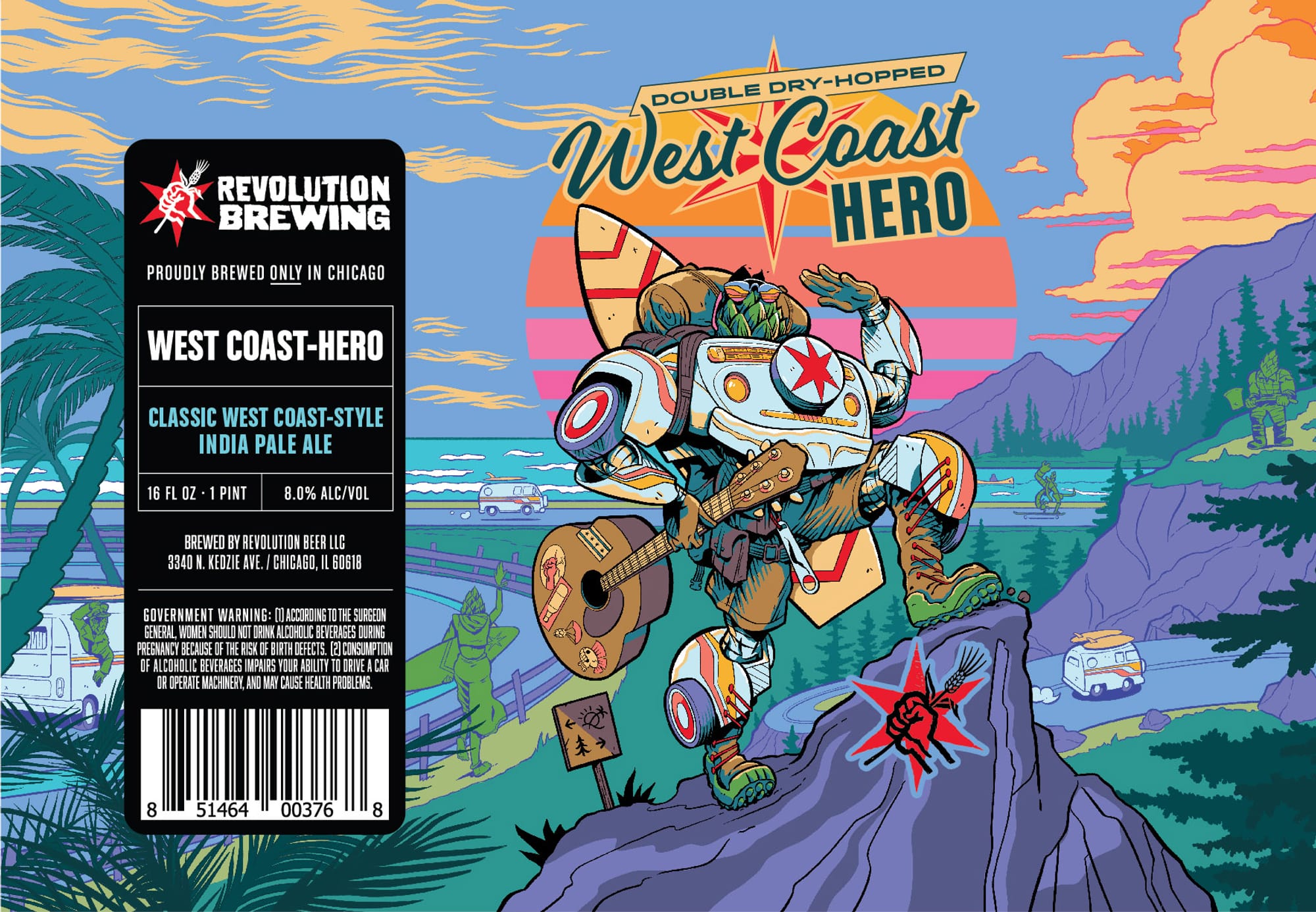 West Coast Hero by Revolution Brewing - beer label