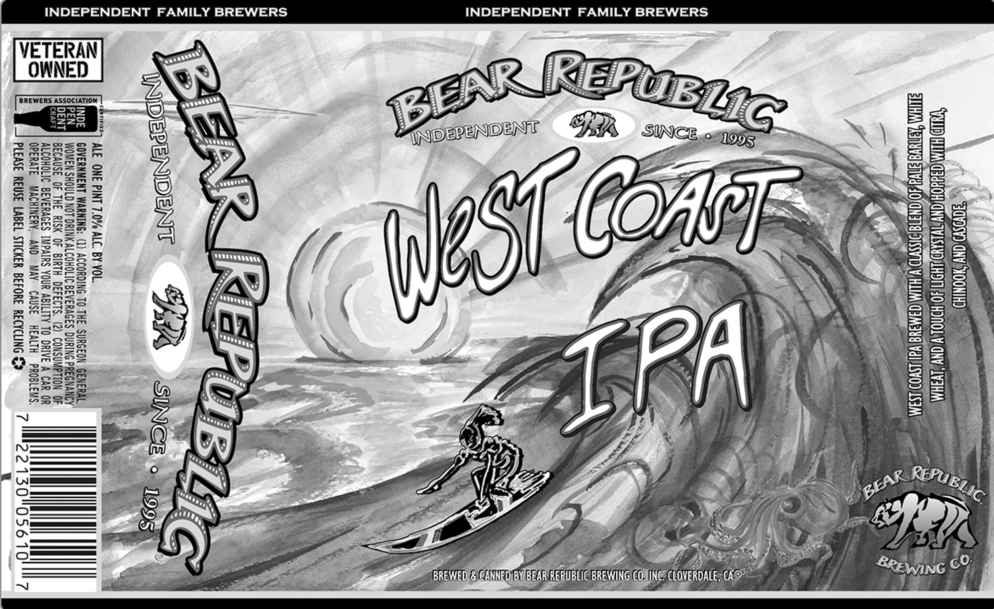 West Coast IPA by Bear Republic Brewing Co. - beer label
