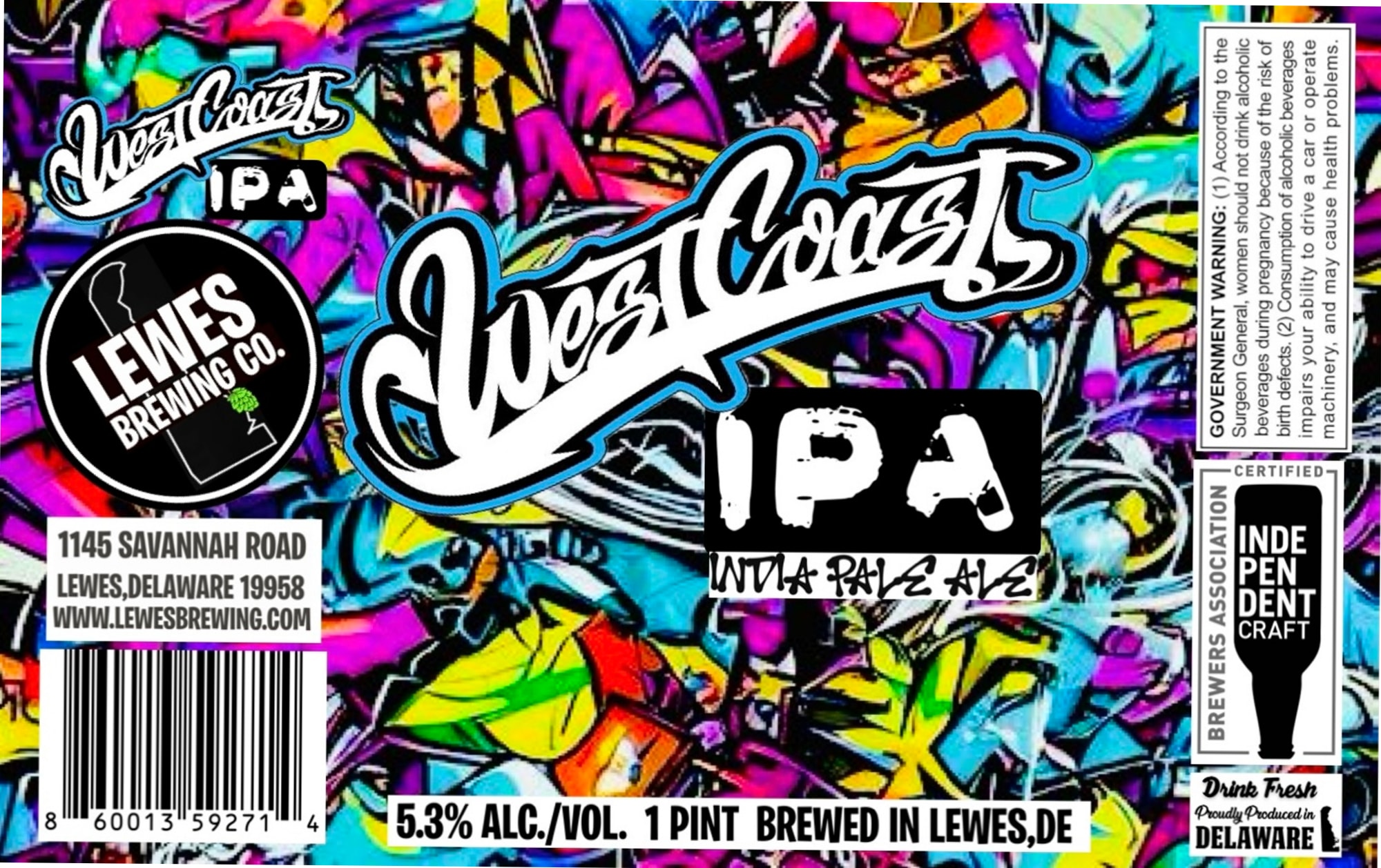 West Coast IPA by Lewes Brewing Co. - beer label