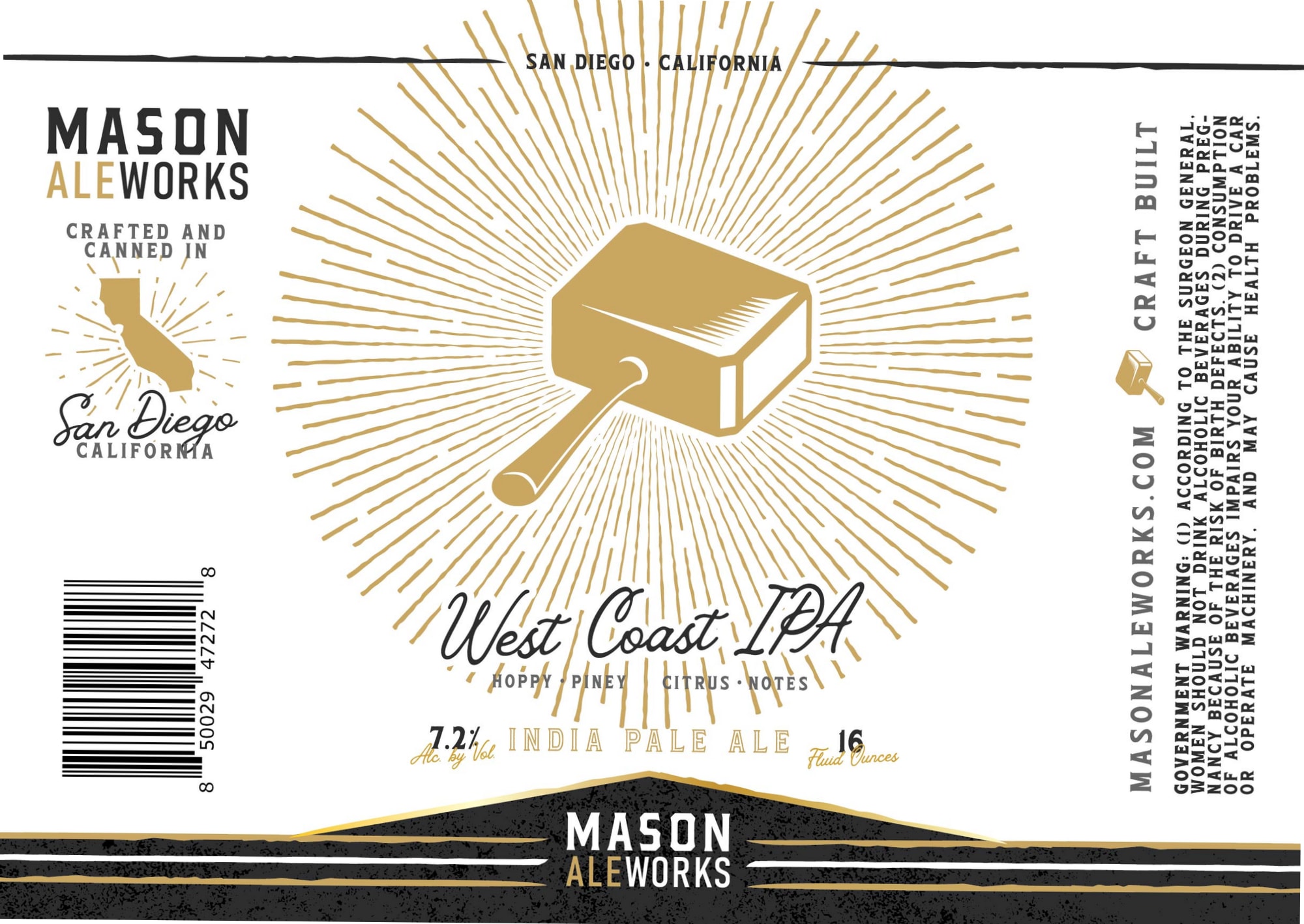 West Coast IPA by Mason Aleworks - beer label