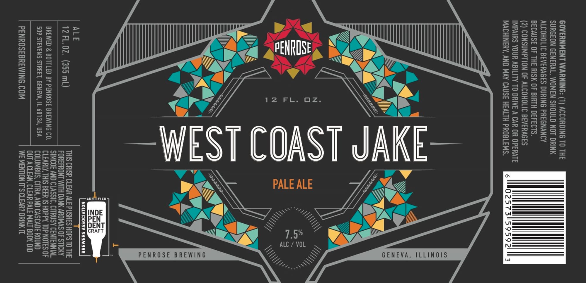 West Coast Jake by Penrose Brewing - beer label