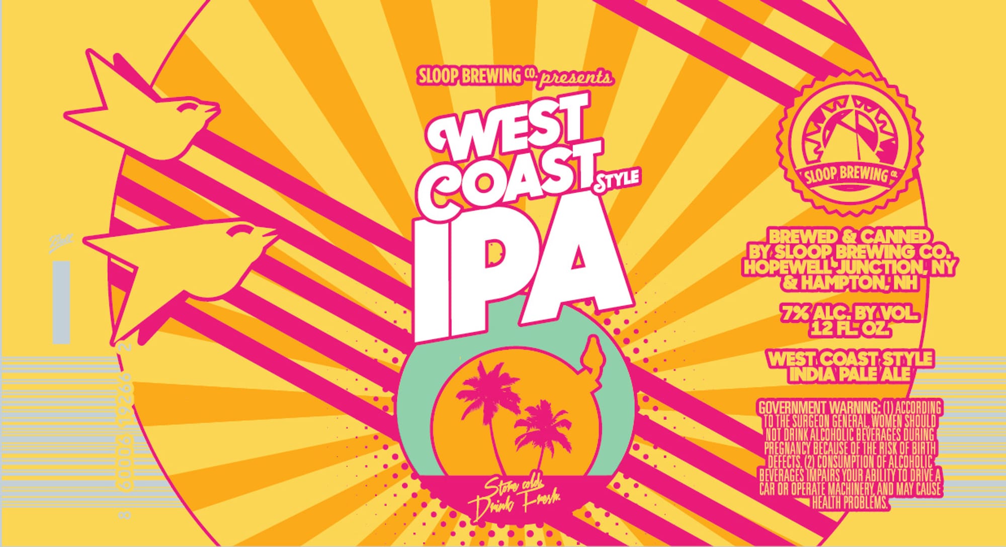 West Coast Style IPA by Sloop Brewing Co. - beer label