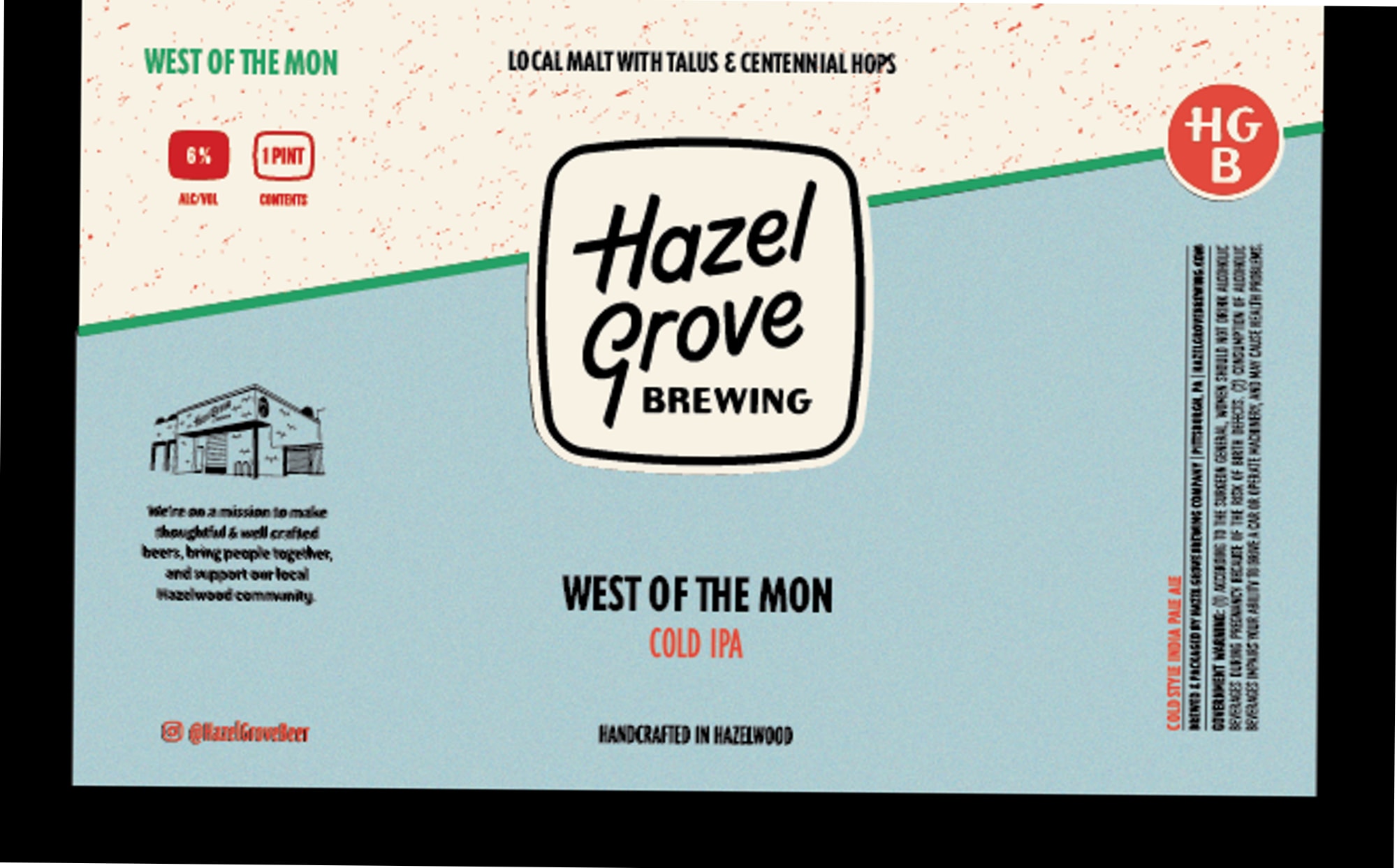West of the Mon by Hazel Grove Brewing - beer label