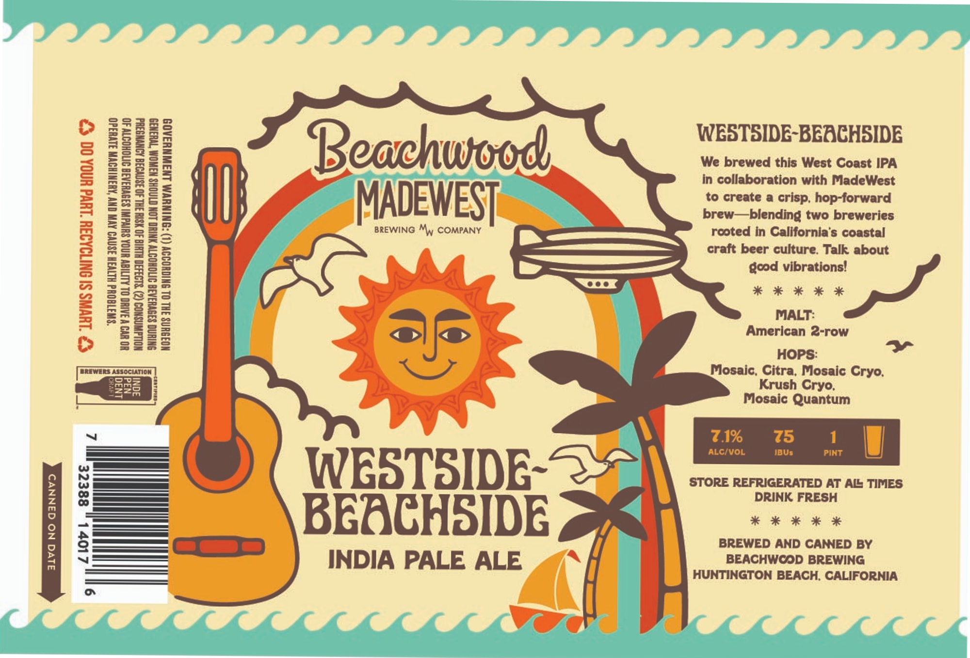 Westside-Beachside India Pale Ale by Beachwood Brewing - beer label