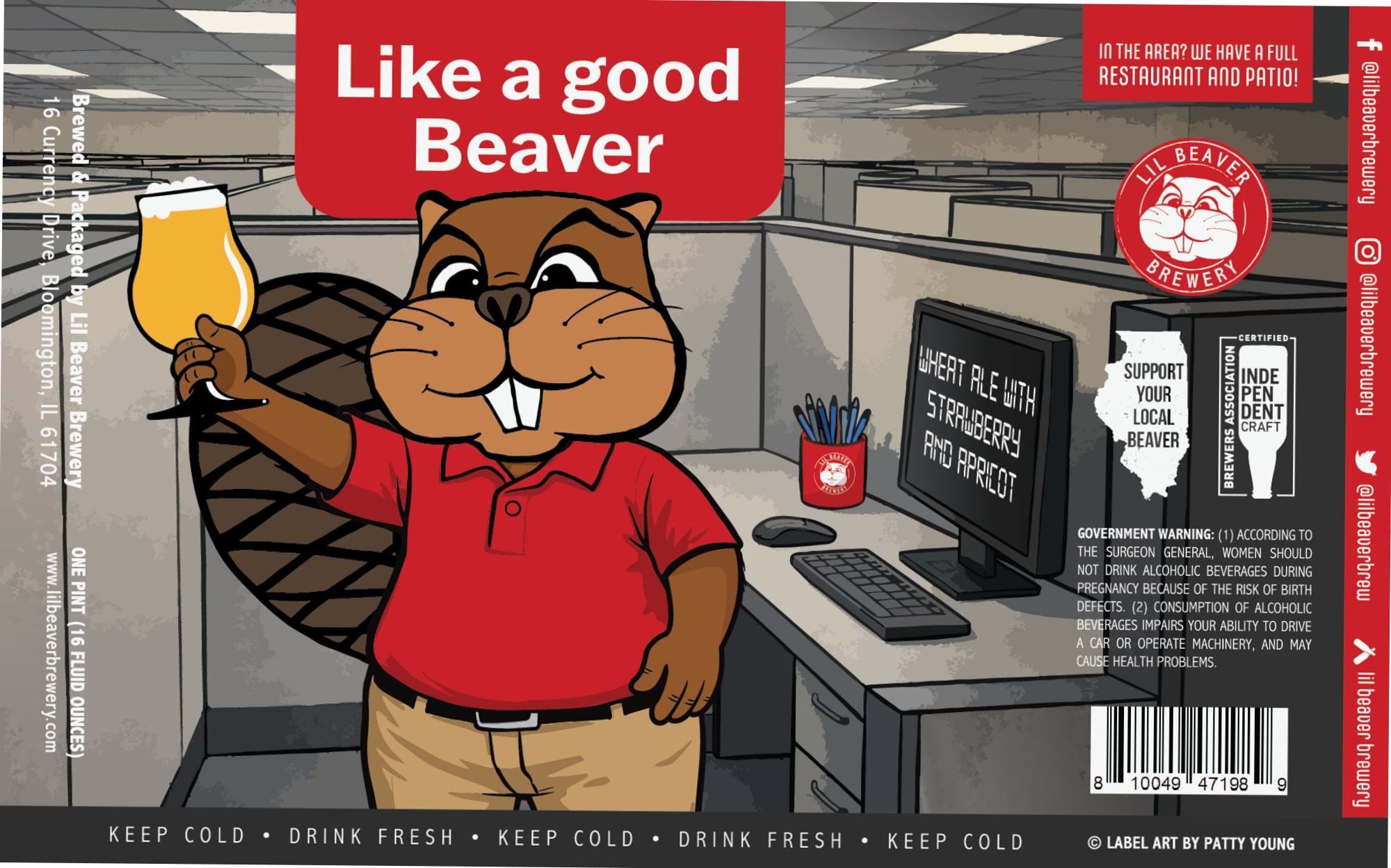 Wheat Ale with Strawberry and Apricot by Lil Beaver Brewery - beer label