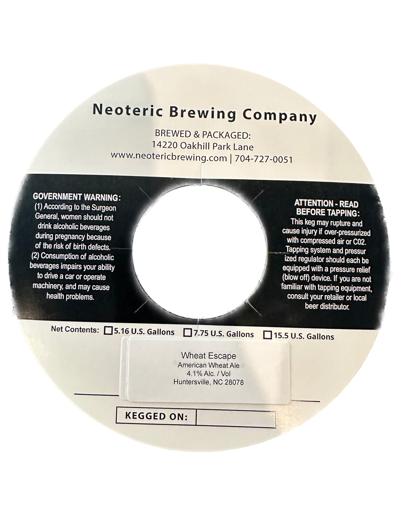 Wheat Escape by Neoteric Brewing Company - beer label