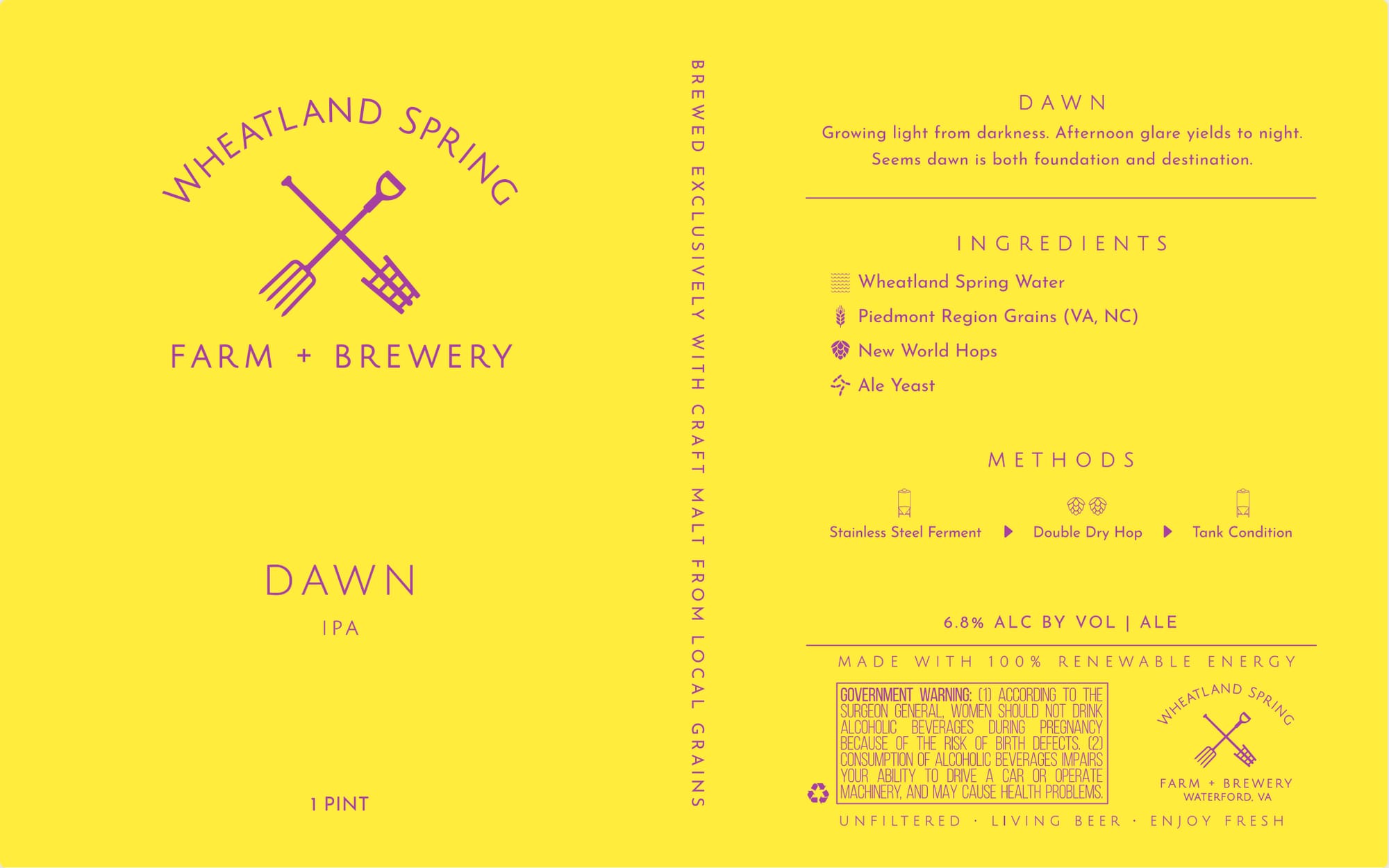 Dawn IPA by Wheatland Spring Farm + Brewery - beer label
