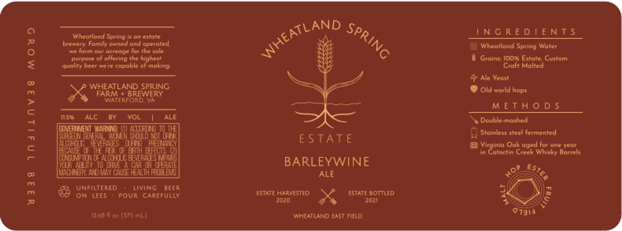 Barleywine Ale by Wheatland Spring Farm & Brewery - beer label