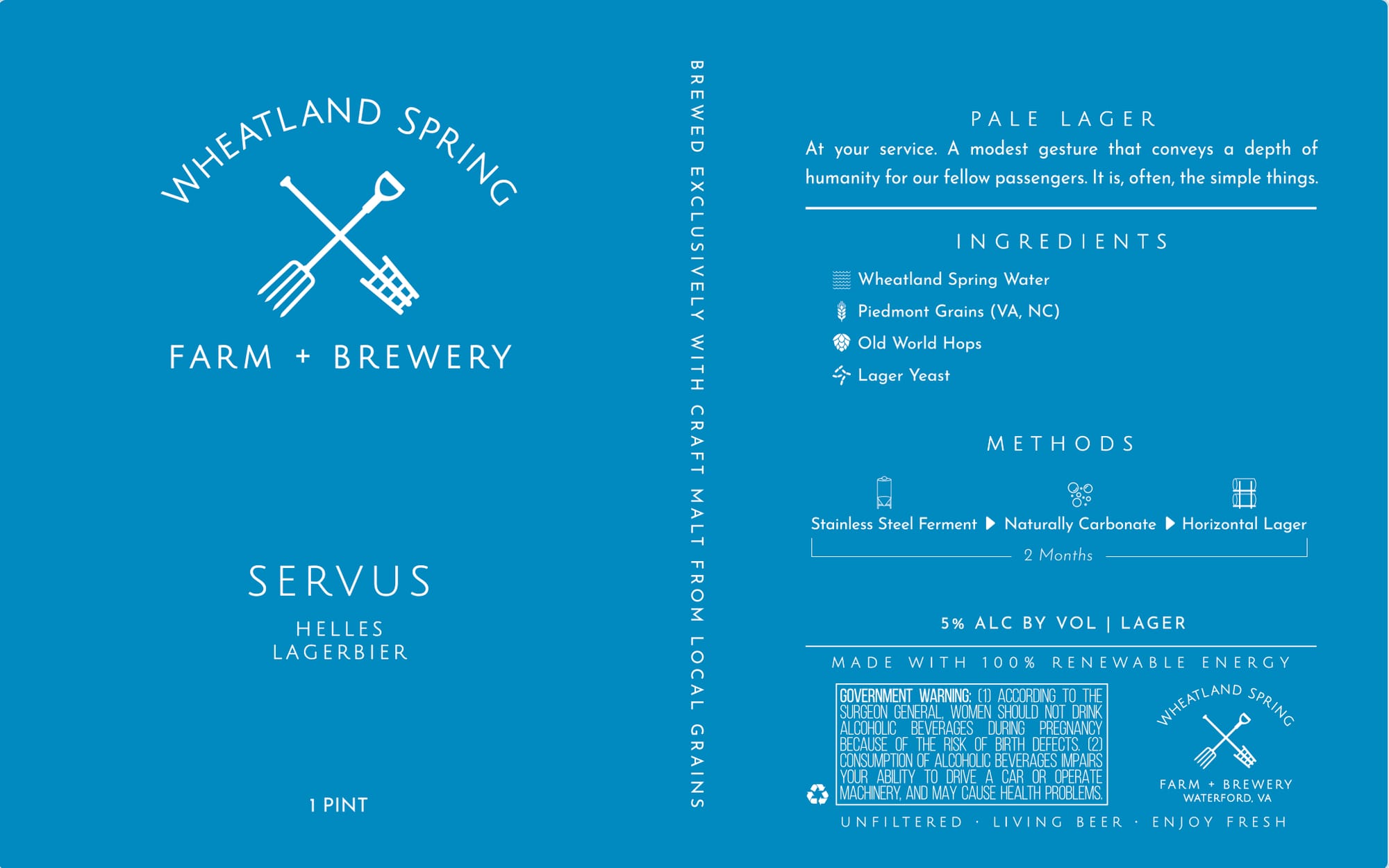 Servus by Wheatland Spring Farm + Brewery - beer label