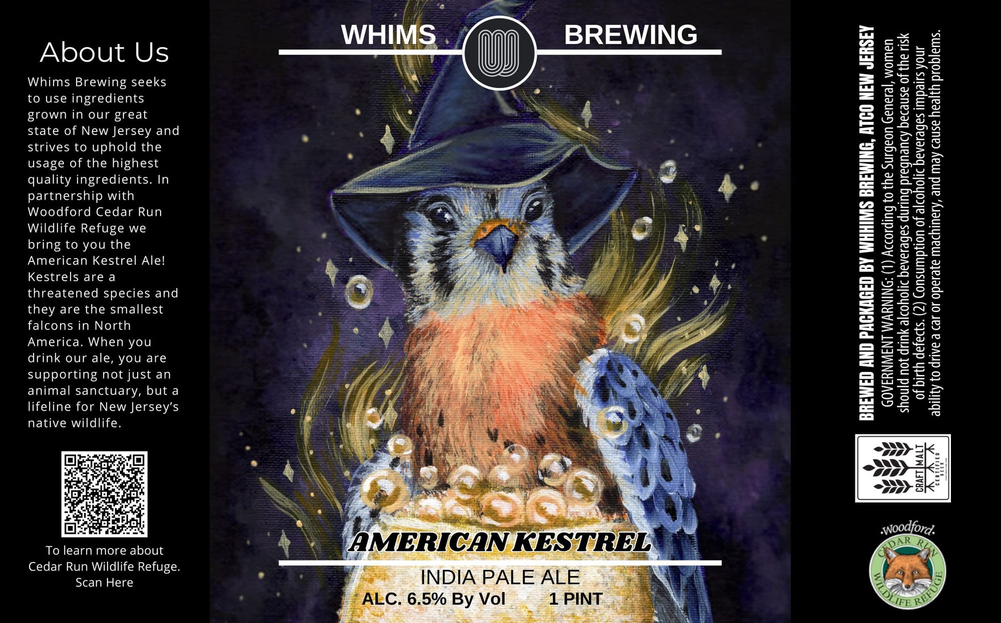 American Kestrel by Whims Brewing - beer label