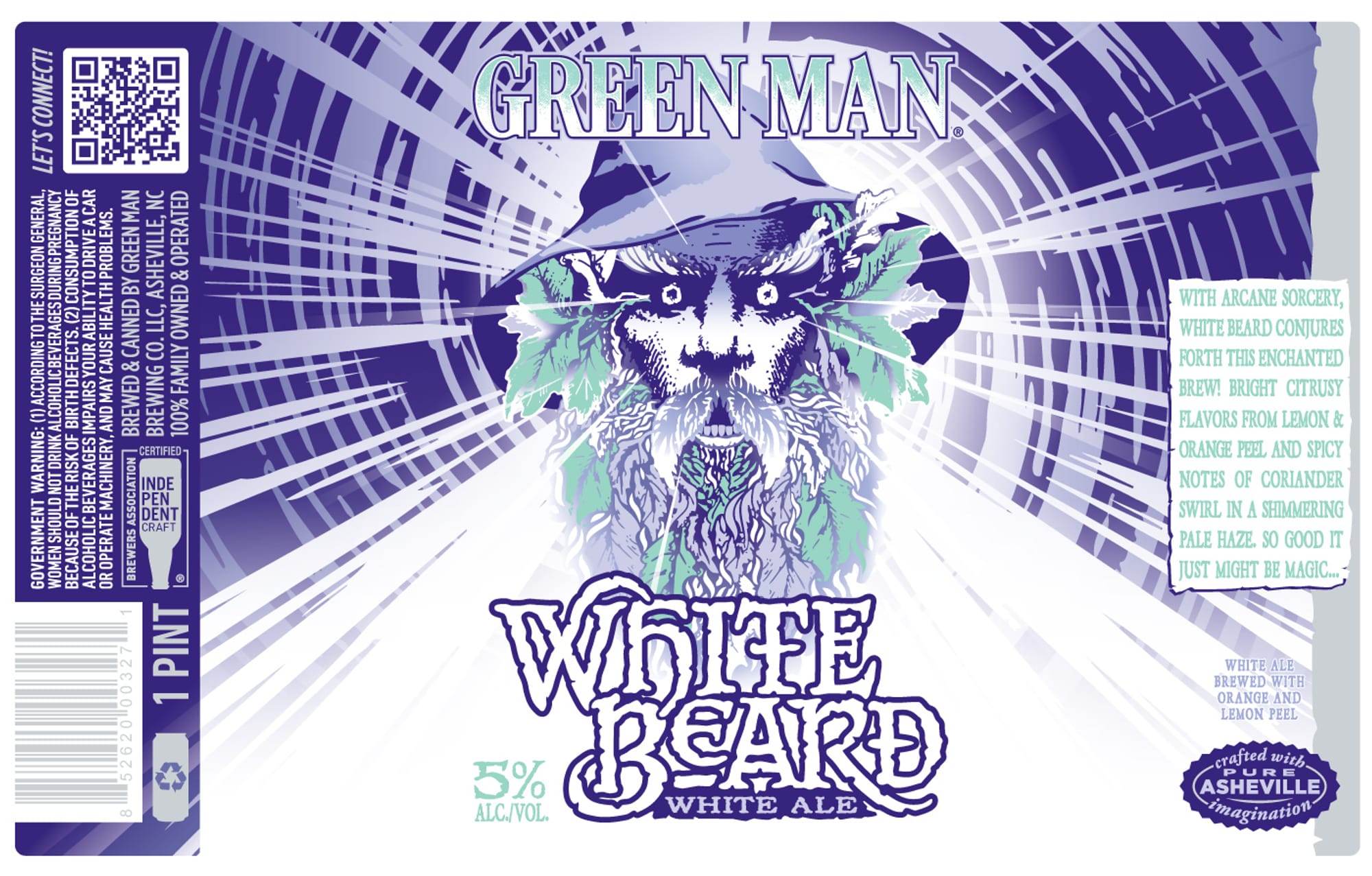 White Beard by Green Man Brewing Co. - beer label