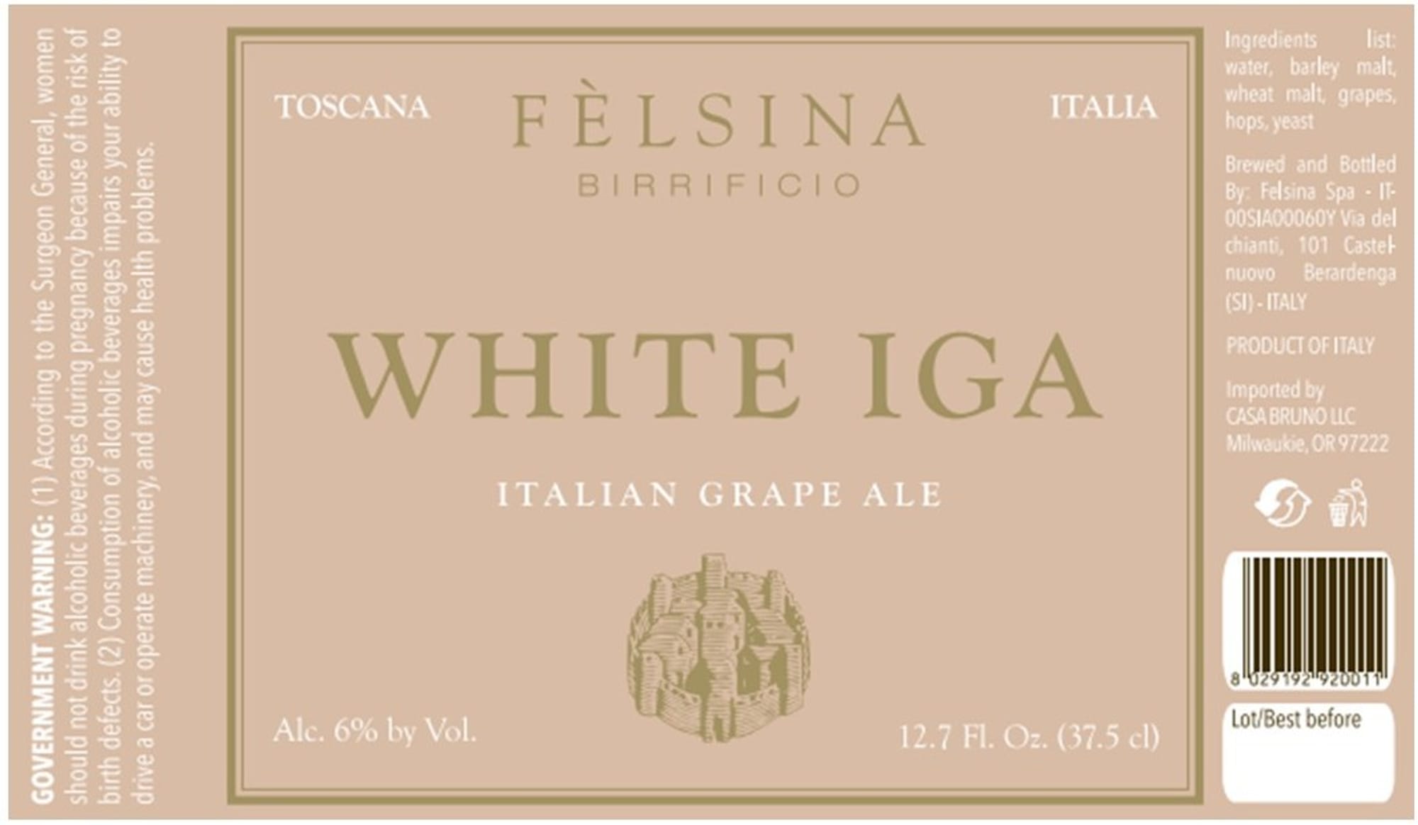White Iga by Birrificio Felsina - beer label