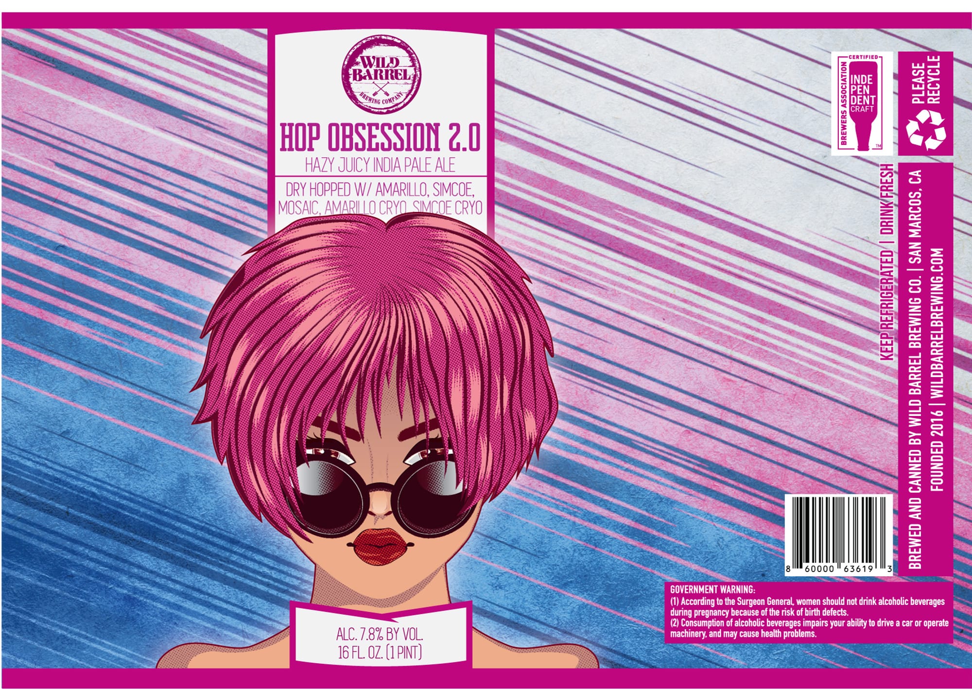 Hop Obsession 2.0 by Wild Barrel Brewing - beer label