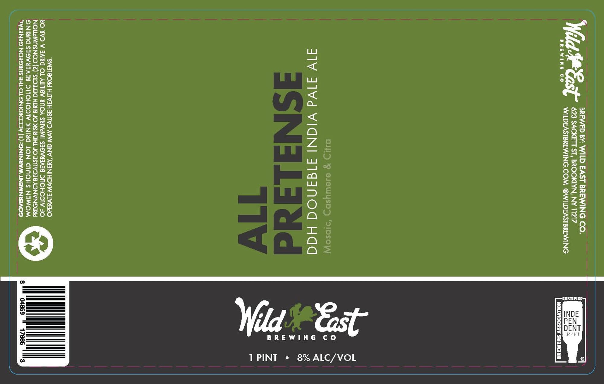 All Pretense by Wild East Brewing Co - beer label