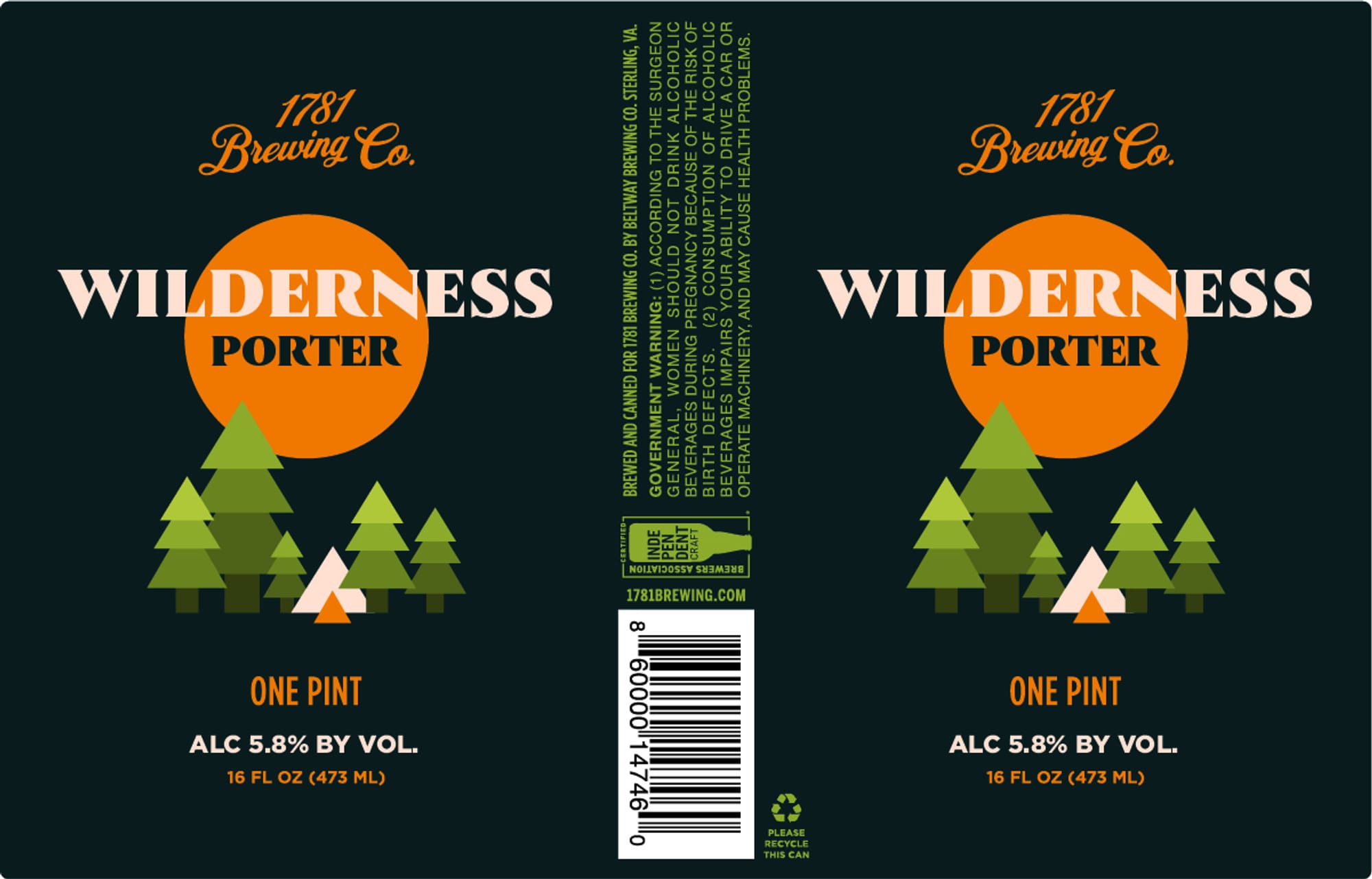 Wilderness Porter by 1781 Brewing Co. - beer label