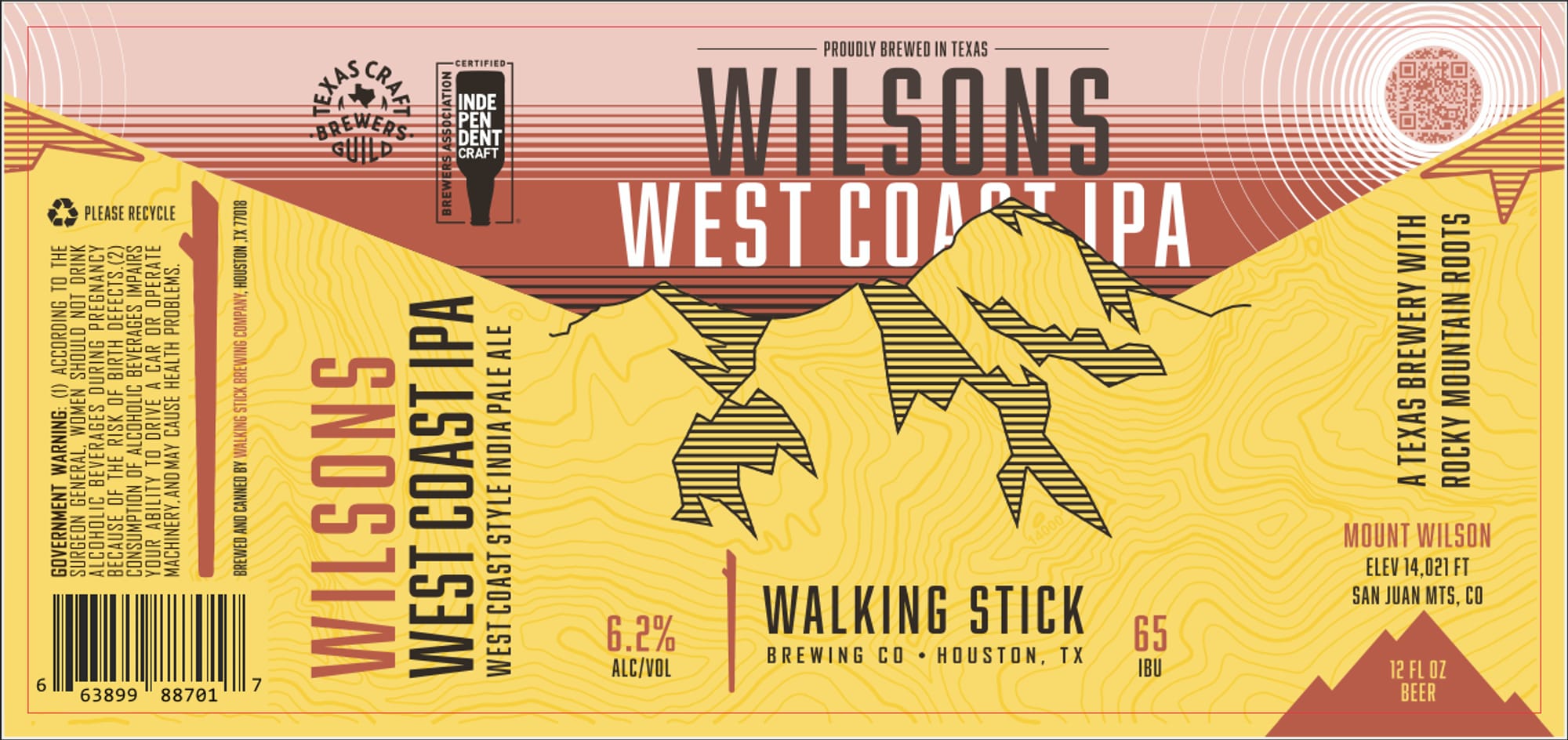Wilsons West Coast IPA by Walking Stick Brewing Co. - beer label