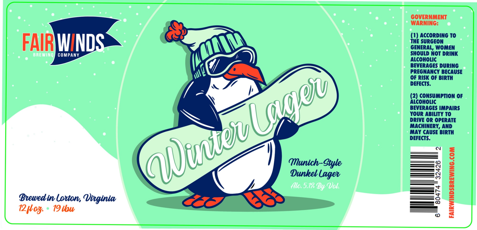 Winter Lager by Fair Winds Brewing Company - beer label