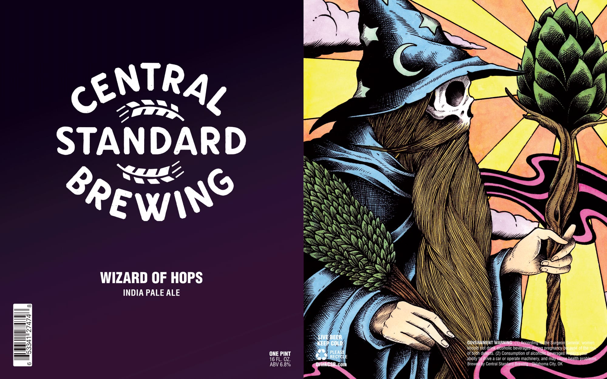 Wizard of Hops by Central Standard Brewing - beer label