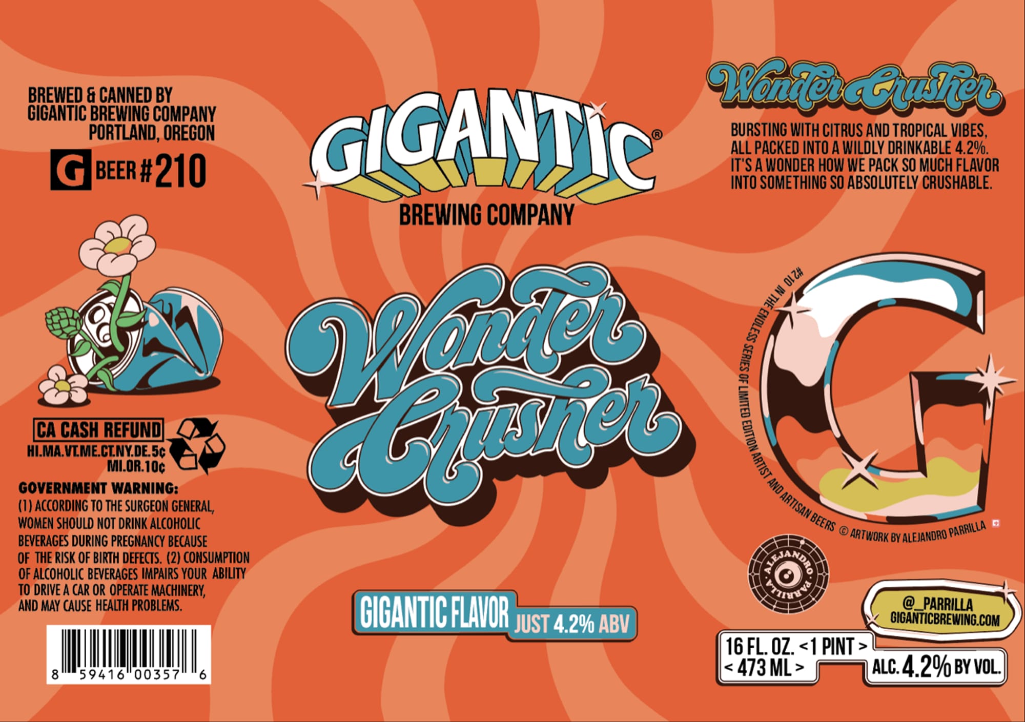 Wonder Crusher by Gigantic Brewing Company - beer label