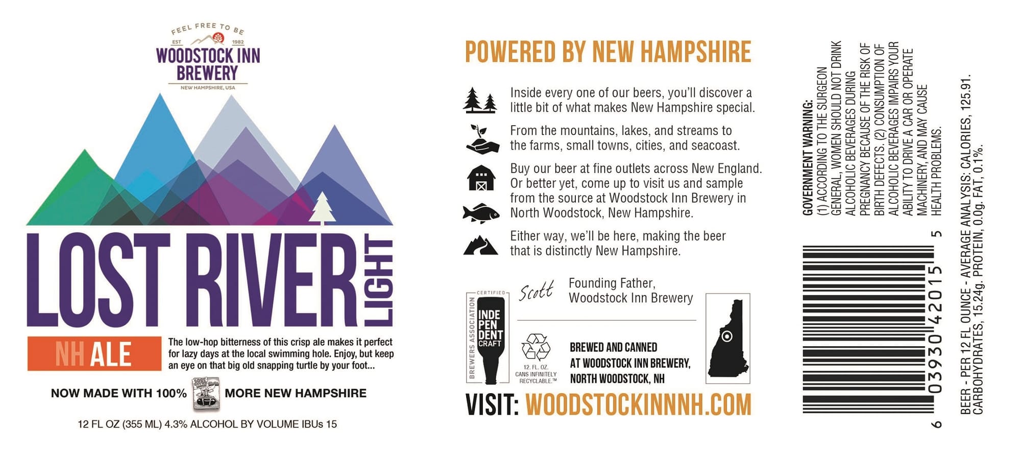 Lost River Light by Woodstock Inn Brewery - beer label