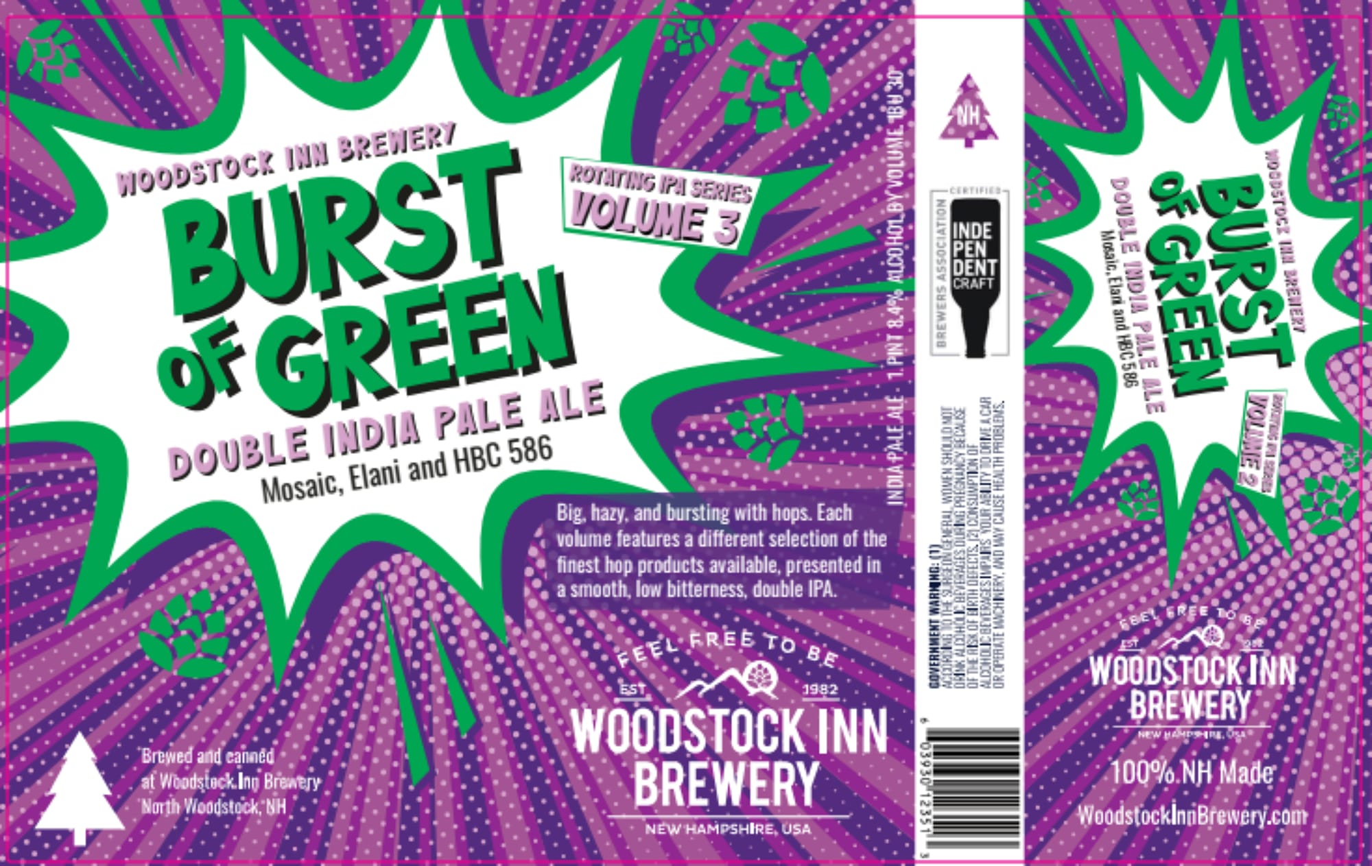 Burst of Green by Woodstock Inn Brewery - beer label