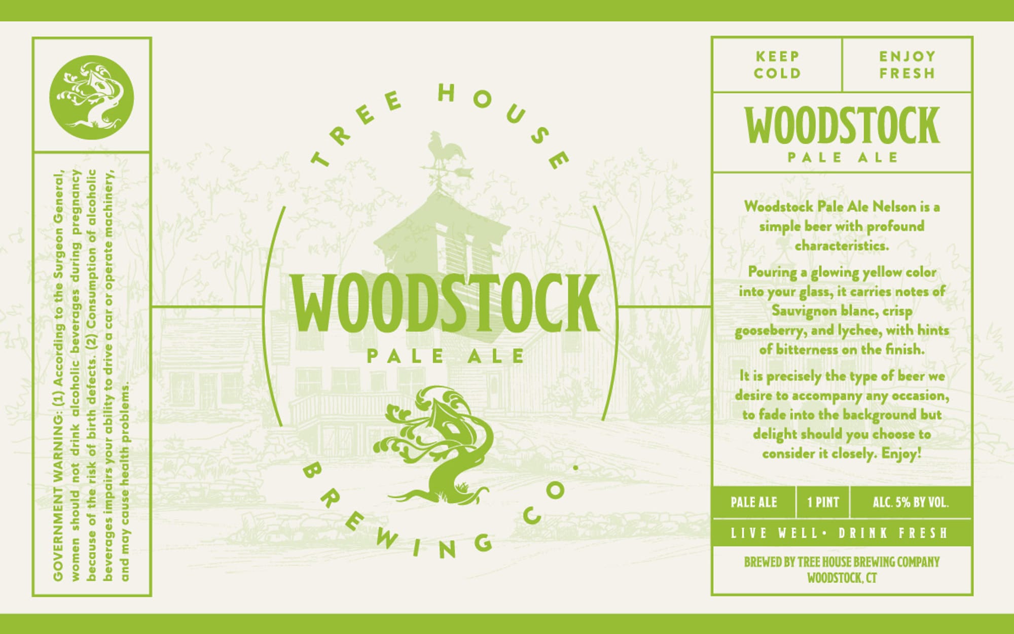 Woodstock Pale Ale by Tree House Brewing Company - beer label