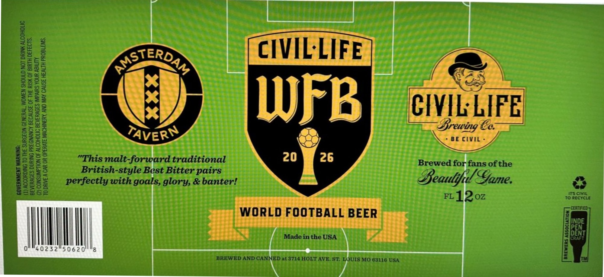 World Football Beer by Civil Life Brewing Co. - beer label