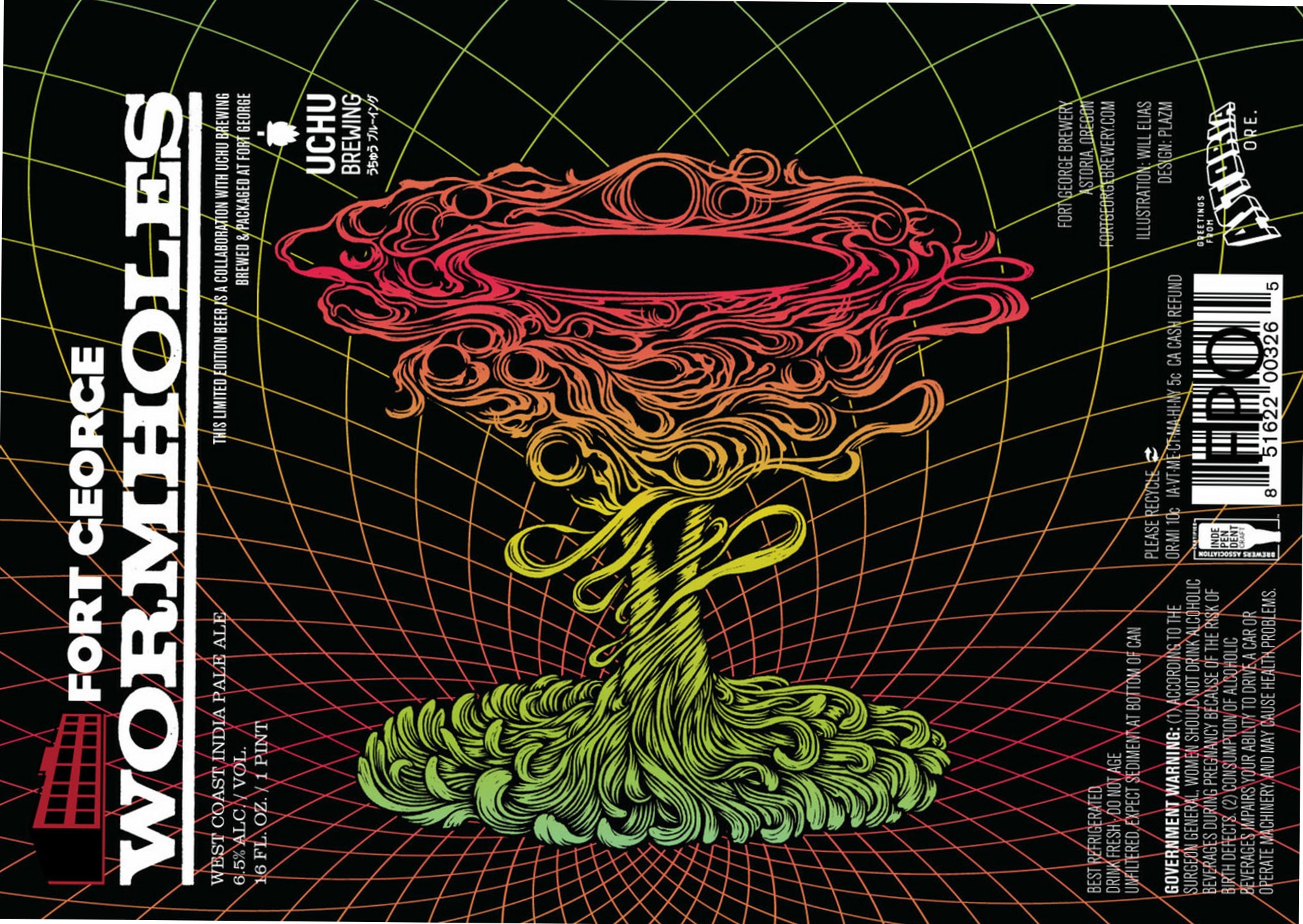 Wormholes by George Bridge Brewing & Fort George Brewery - beer label