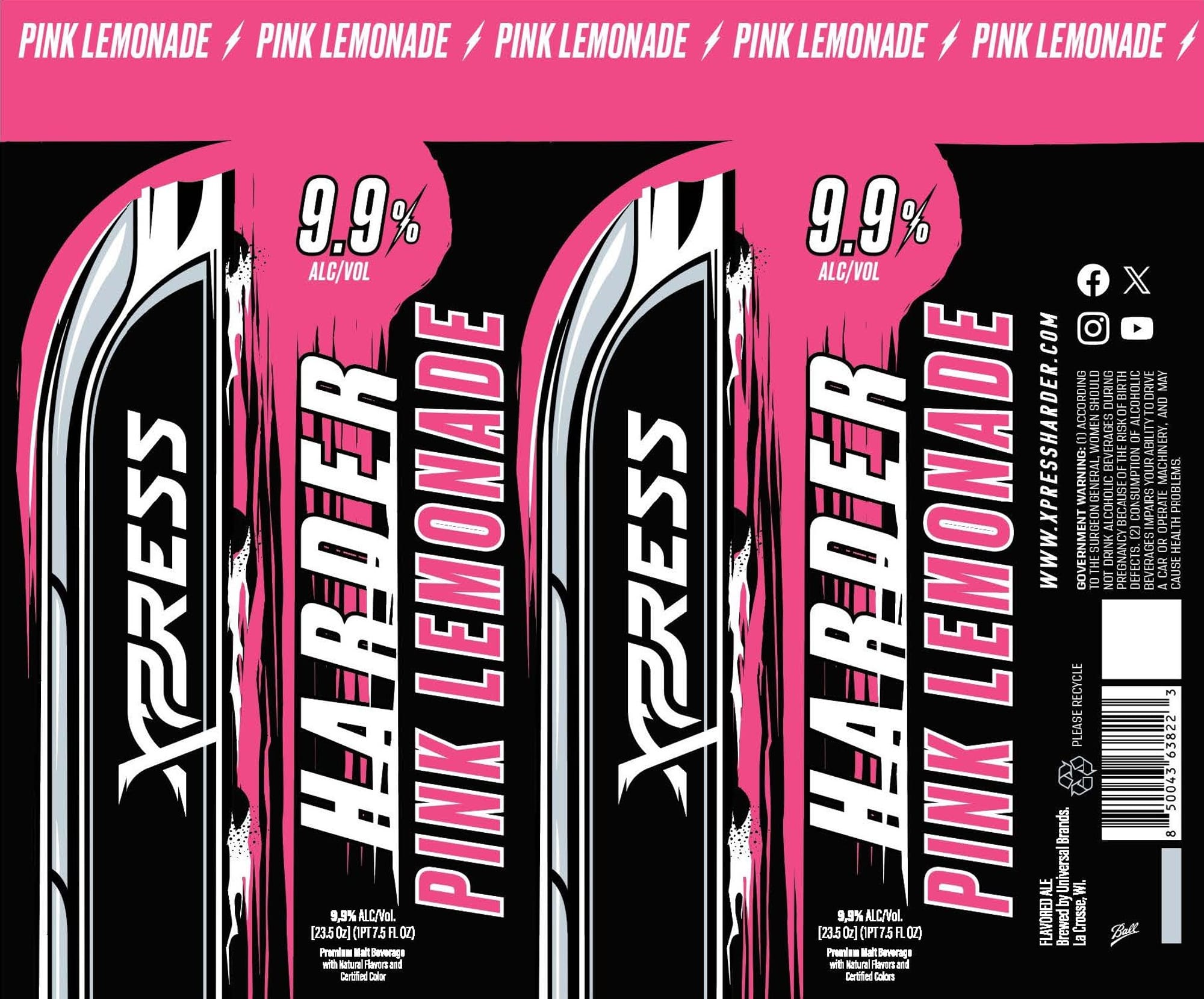 Xpressader Pink Lemonade by Universal Brands - beer label
