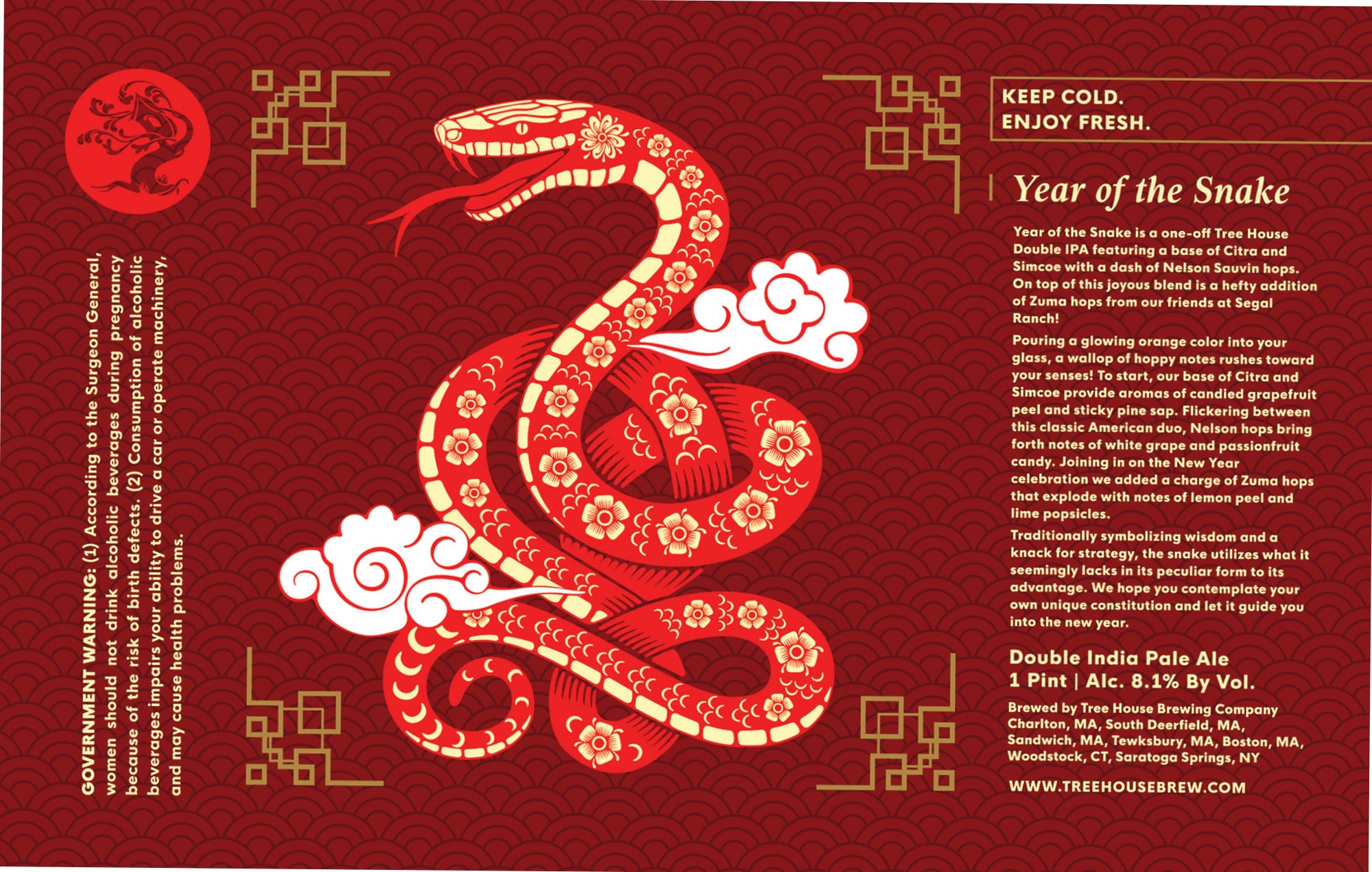 Year of the Snake by Tree House Brewing Company - beer label