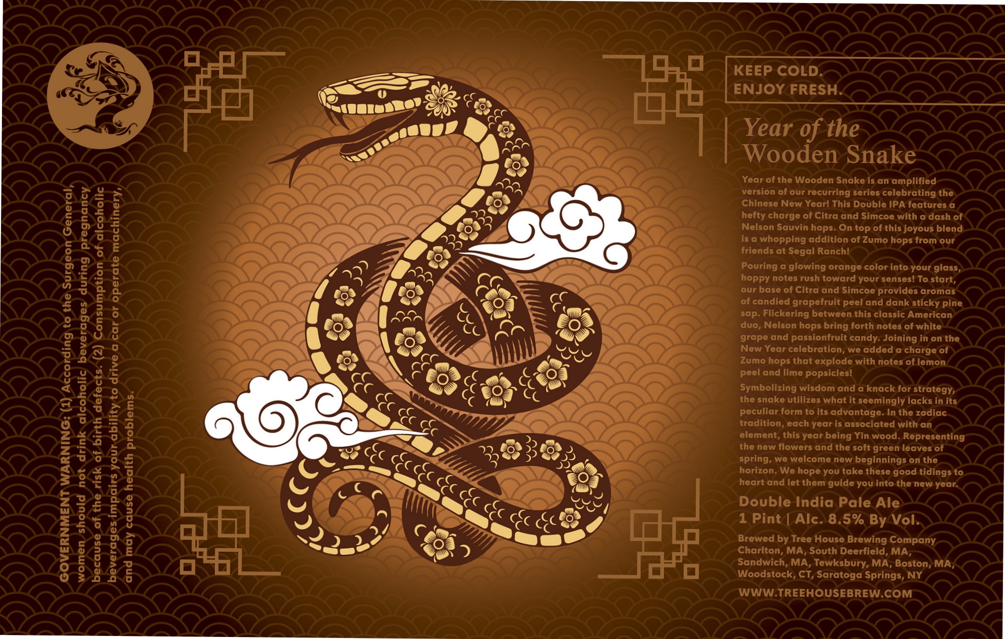 Year of the Wooden Snake by Tree House Brewing Company - beer label