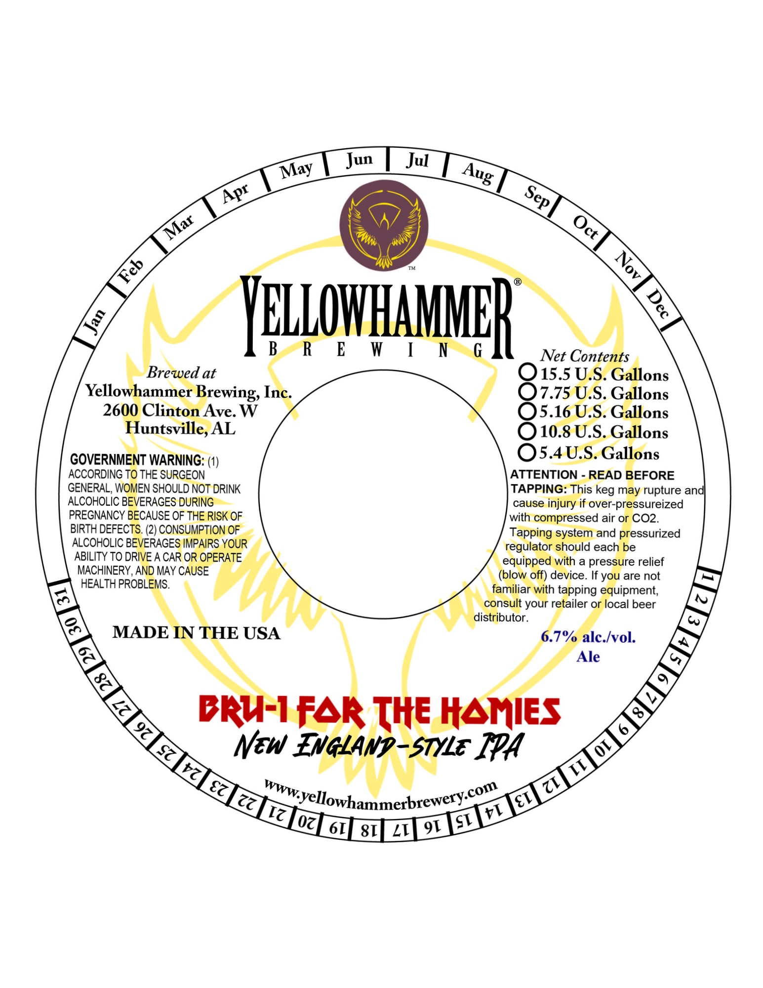 Bru-1 for the Homies by Yellowhammer Brewing - beer label