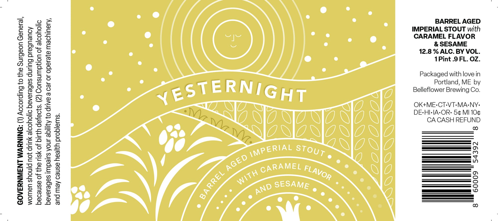 Yesternight Imperial Stout by Belleflower Brewing Co. - beer label