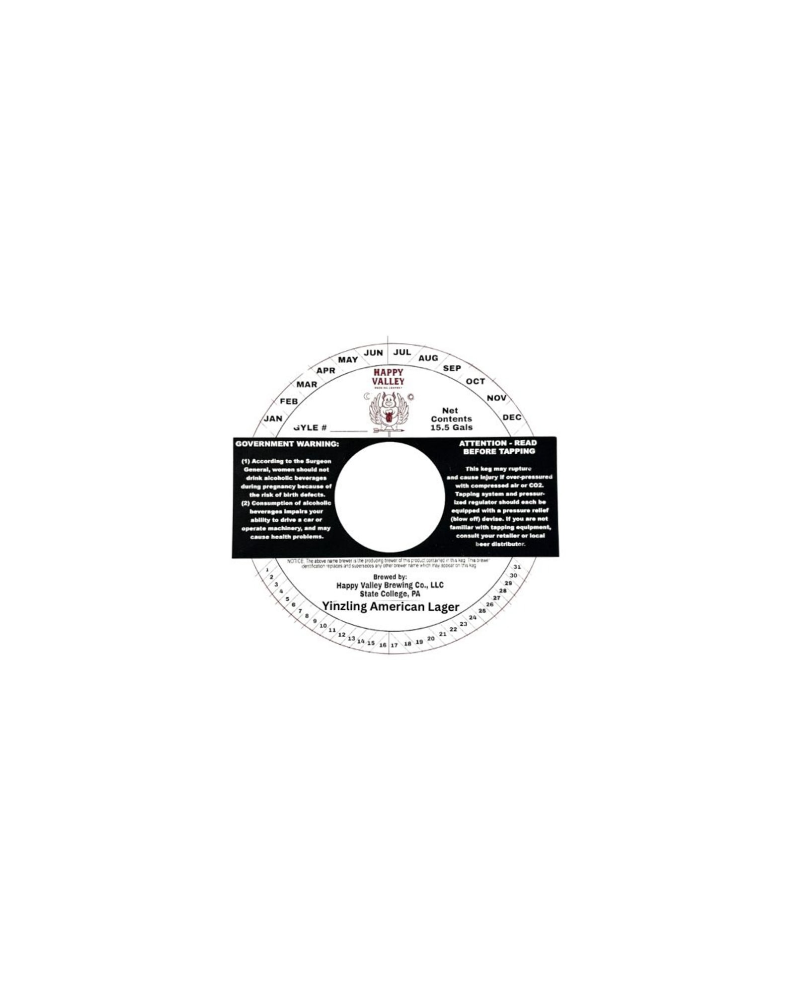 Yinzling American Lager by Happy Valley Brewing Co. - beer label