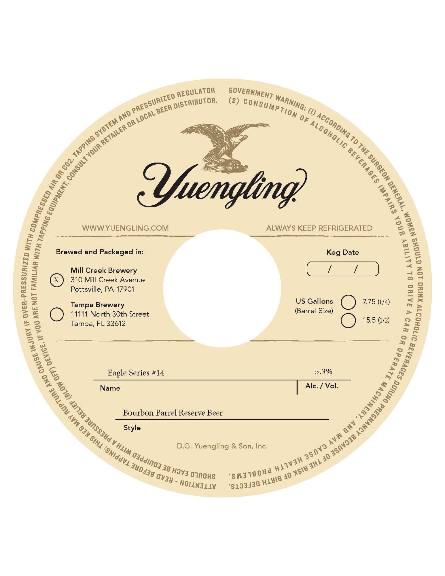 Eagle Series #14 Bourbon Barrel Reserve Beer by D.G. Yuengling & Son, Inc. - beer label