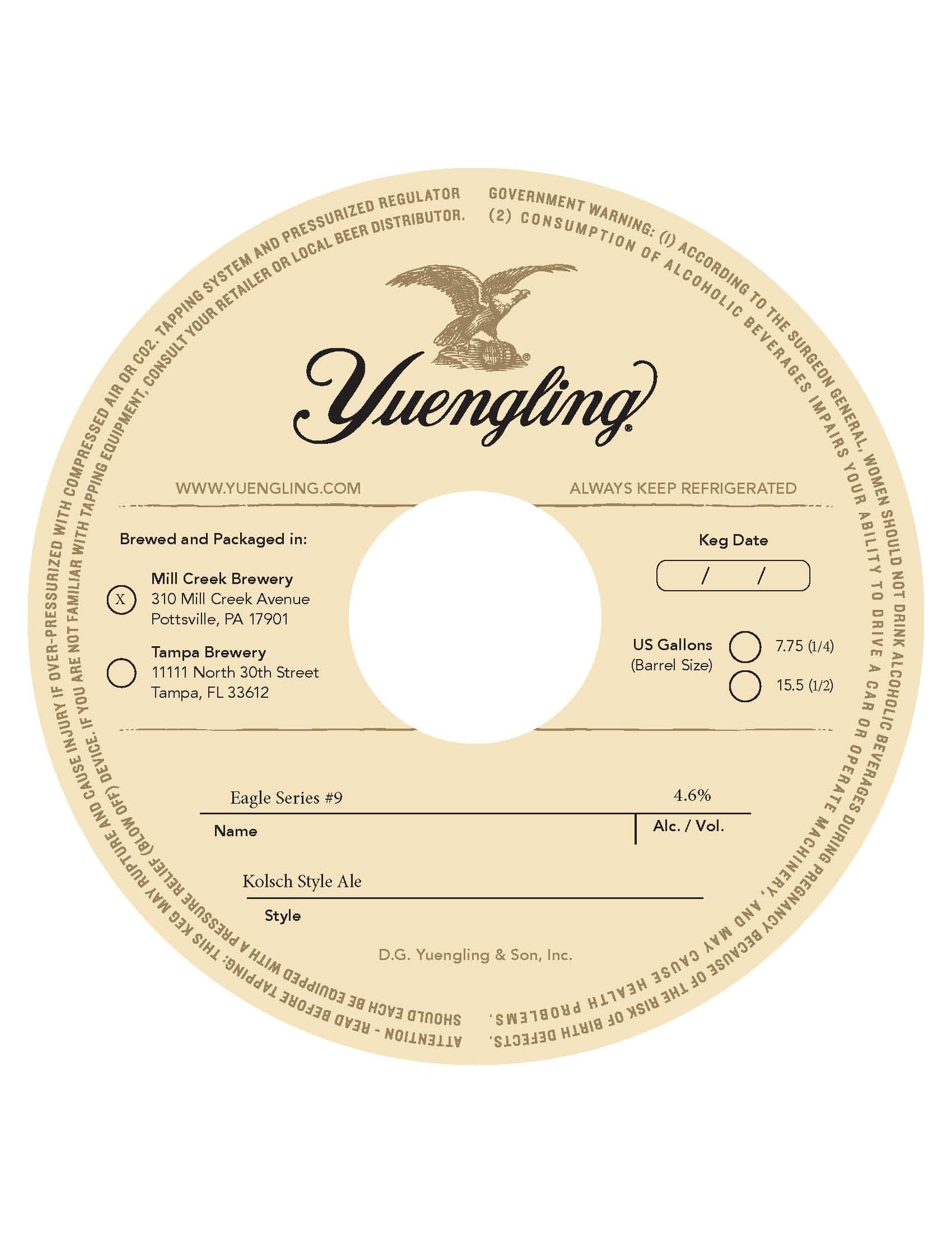 Eagle Series #9 by D.G. Yuengling & Son, Inc. - beer label