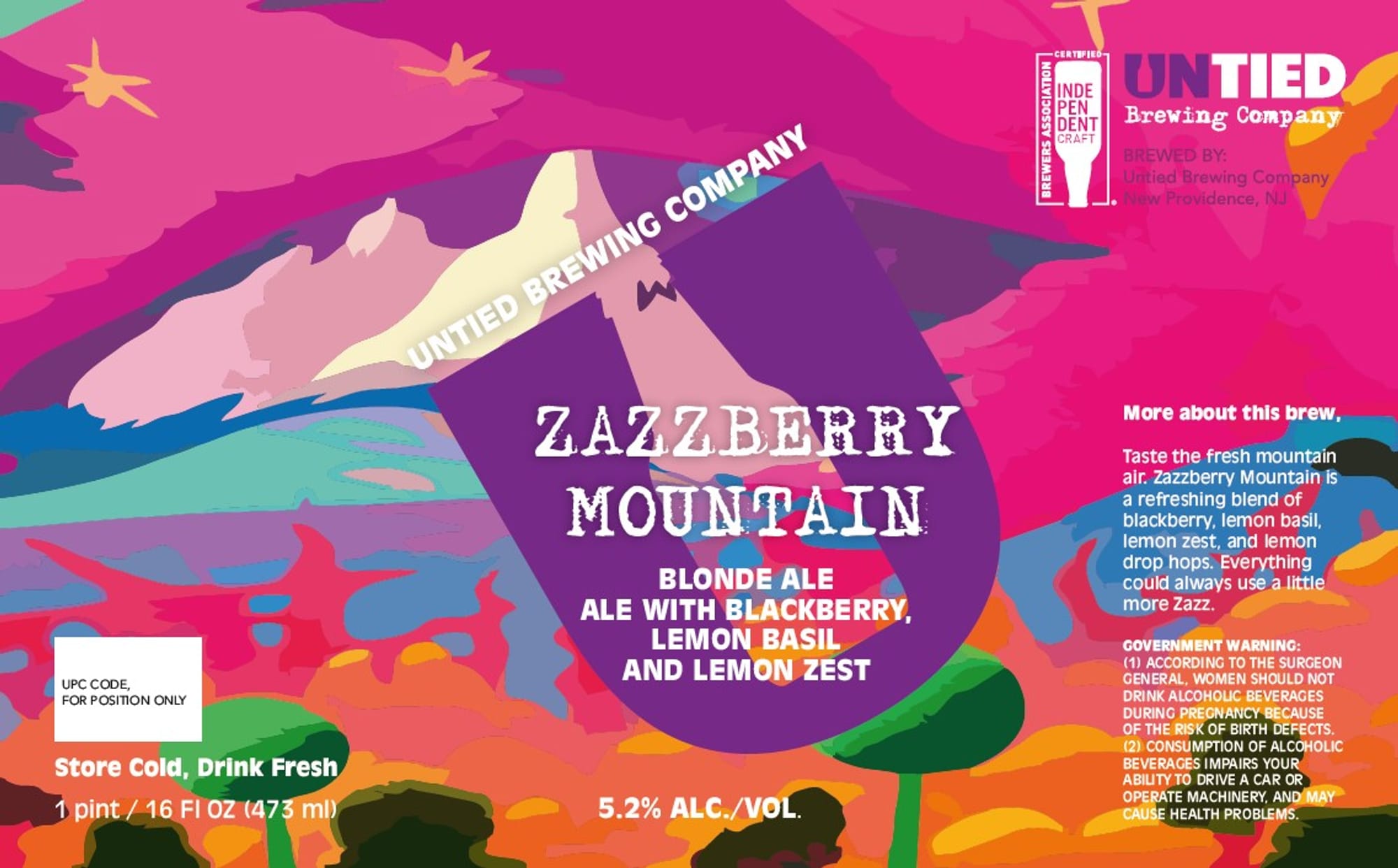 ZazzBerry Mountain Lemon Basil by Untied Brewing Company - beer label